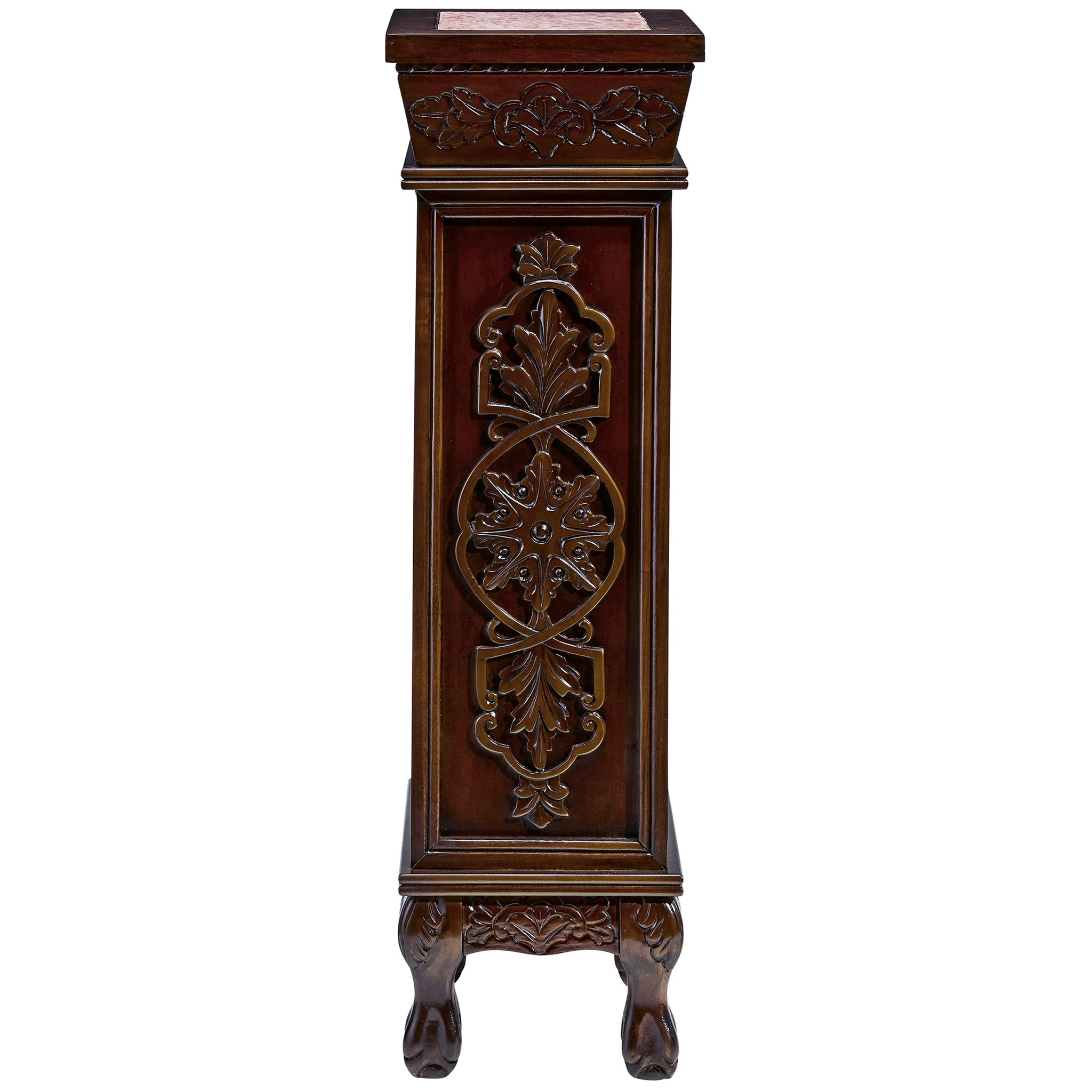 Toscano - Peacock Stained Glass Illuminated Hand-Crafted Pedestal