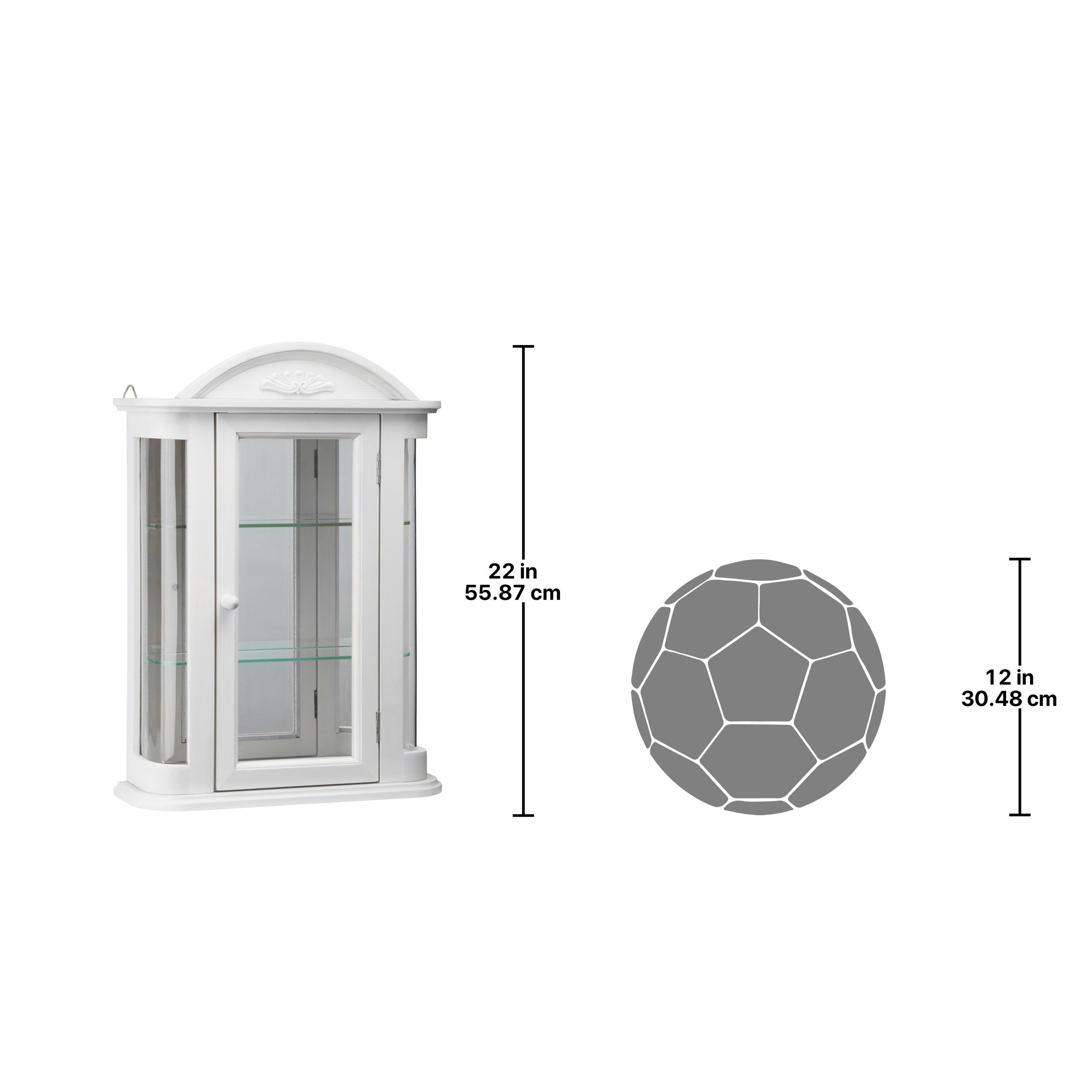 Toscano Rosedale Hardwood Wall Curio Cabinet - Lily White