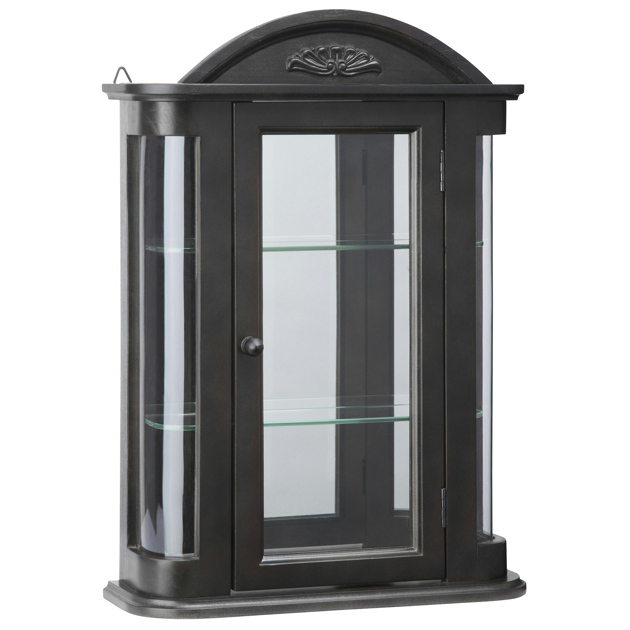 Toscano Rosedale Hardwood Wall Curio Cabinet - Ebony