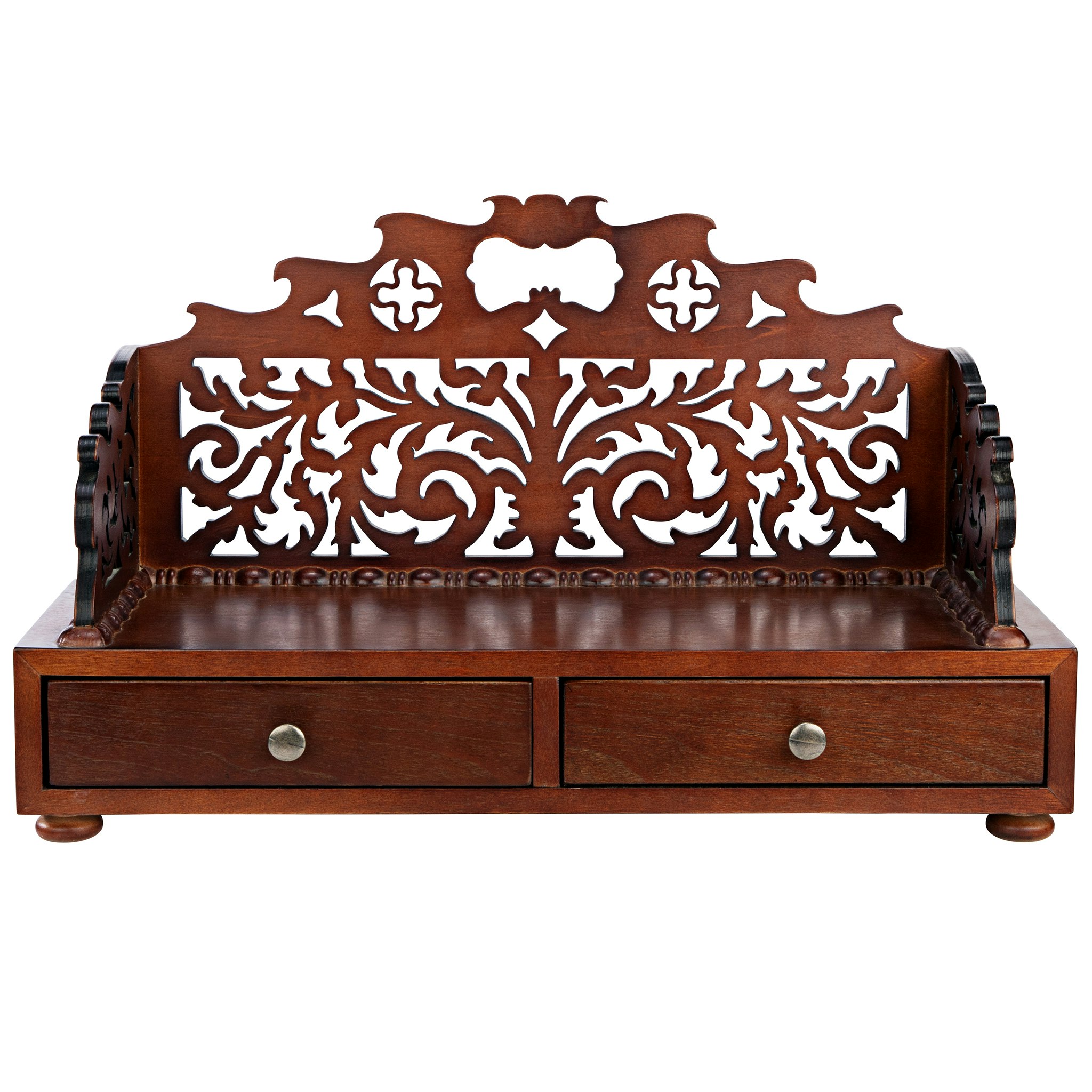 Toscano - Antiquarian Tracery Desktop Book Organizer in Walnut, Hardwood