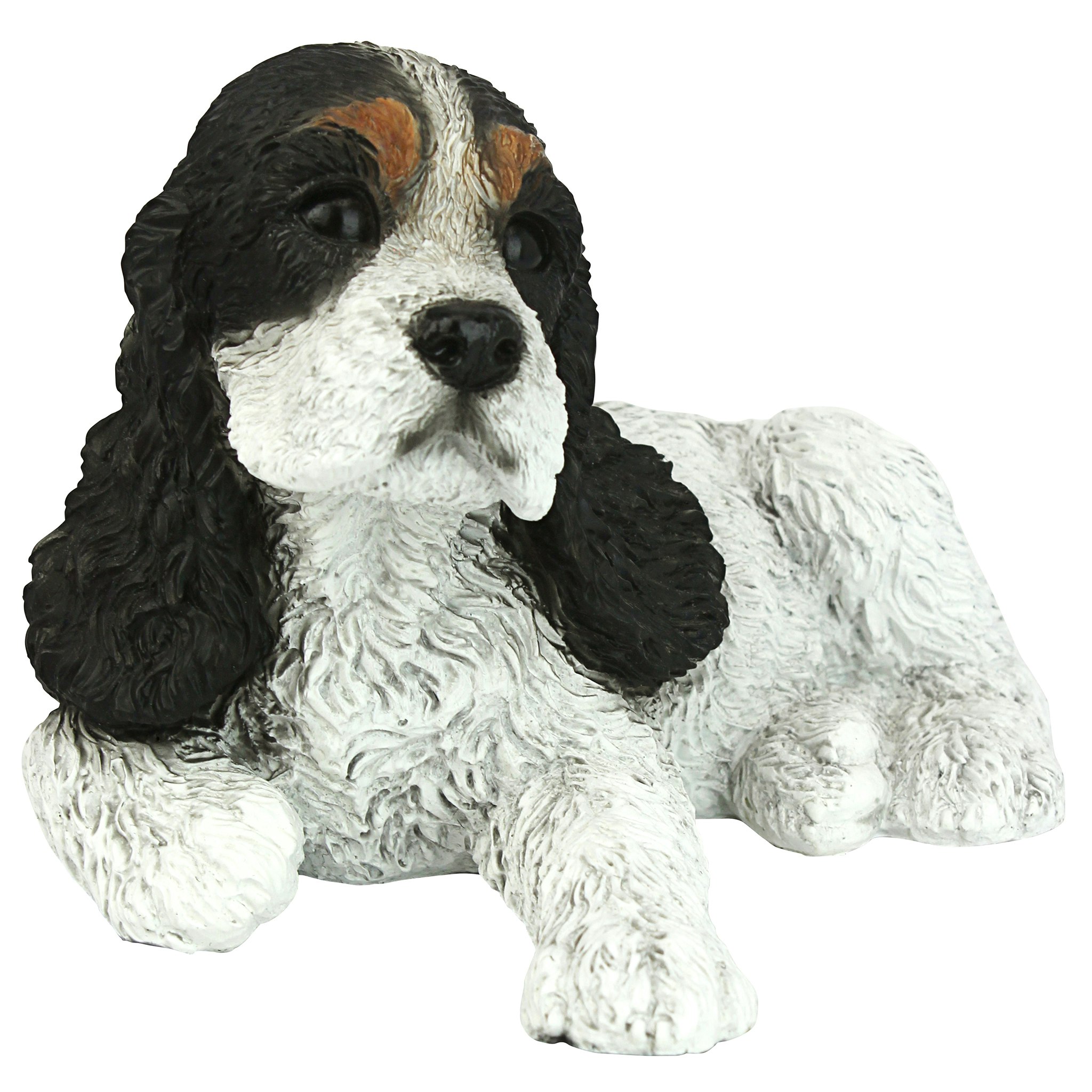 Toscano - Black  White Cocker Spaniel Puppy Dog Statue