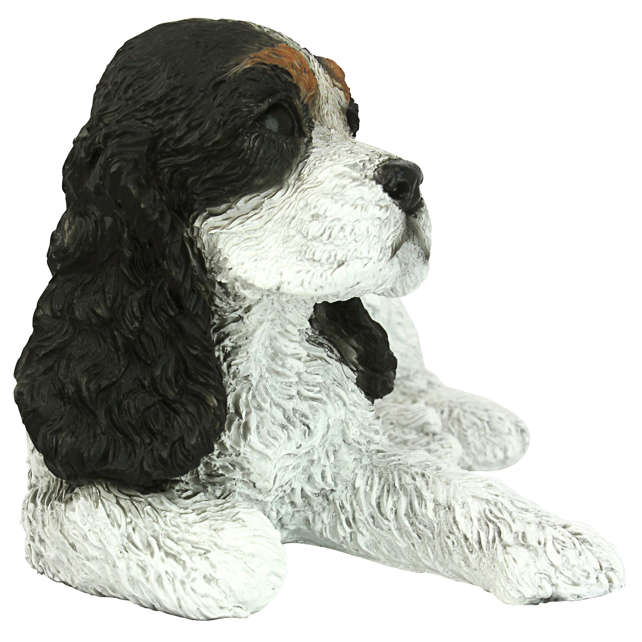 Toscano - Black  White Cocker Spaniel Puppy Dog Statue