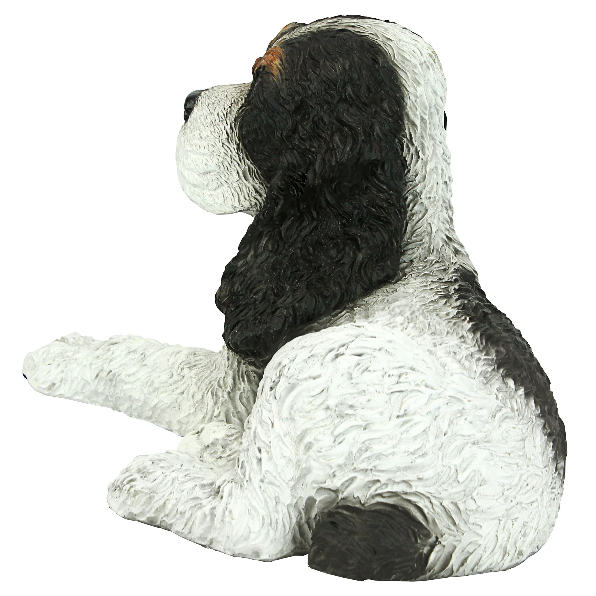 Toscano - Black  White Cocker Spaniel Puppy Dog Statue