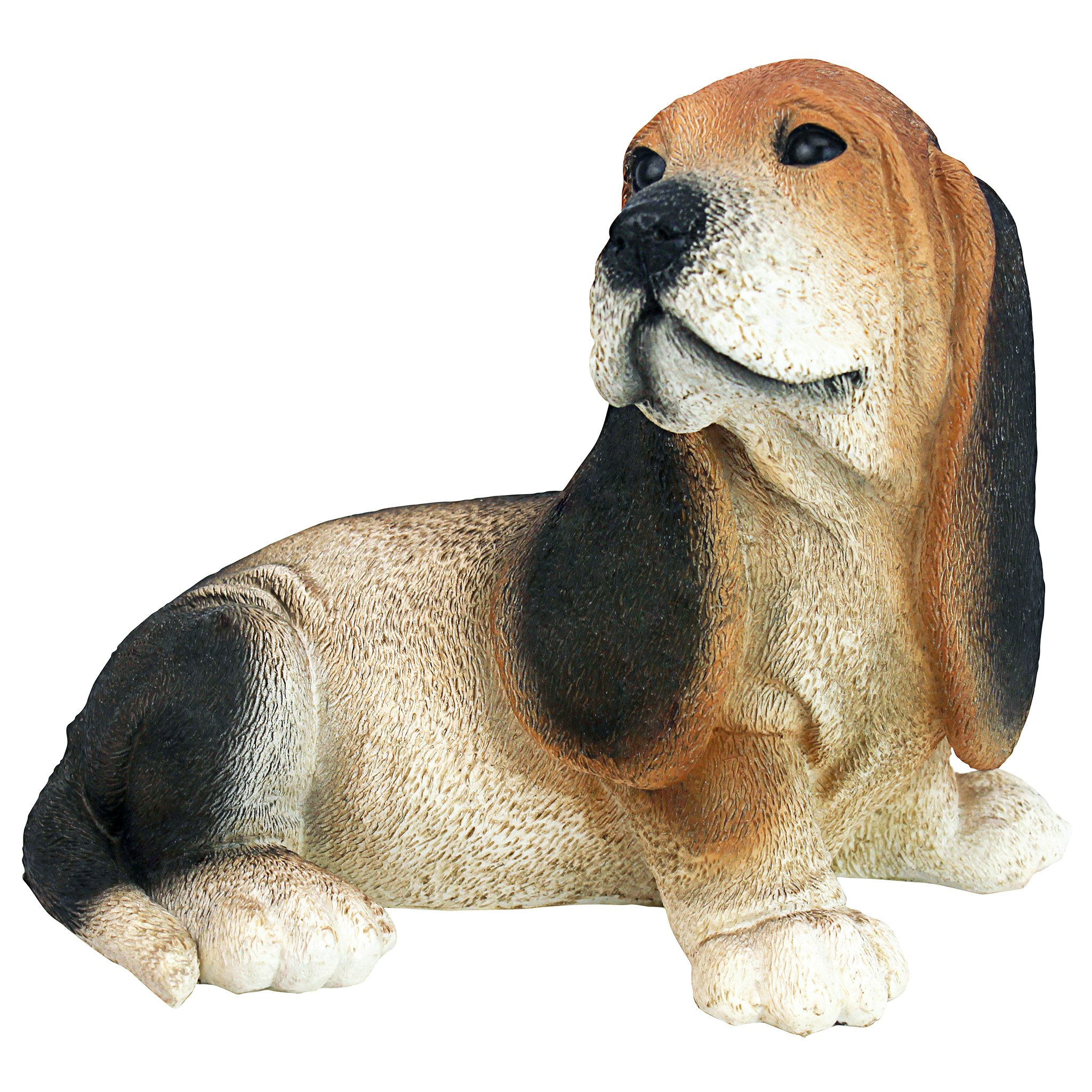 Toscano - Black  Brown Basset Puppy Dog Statue