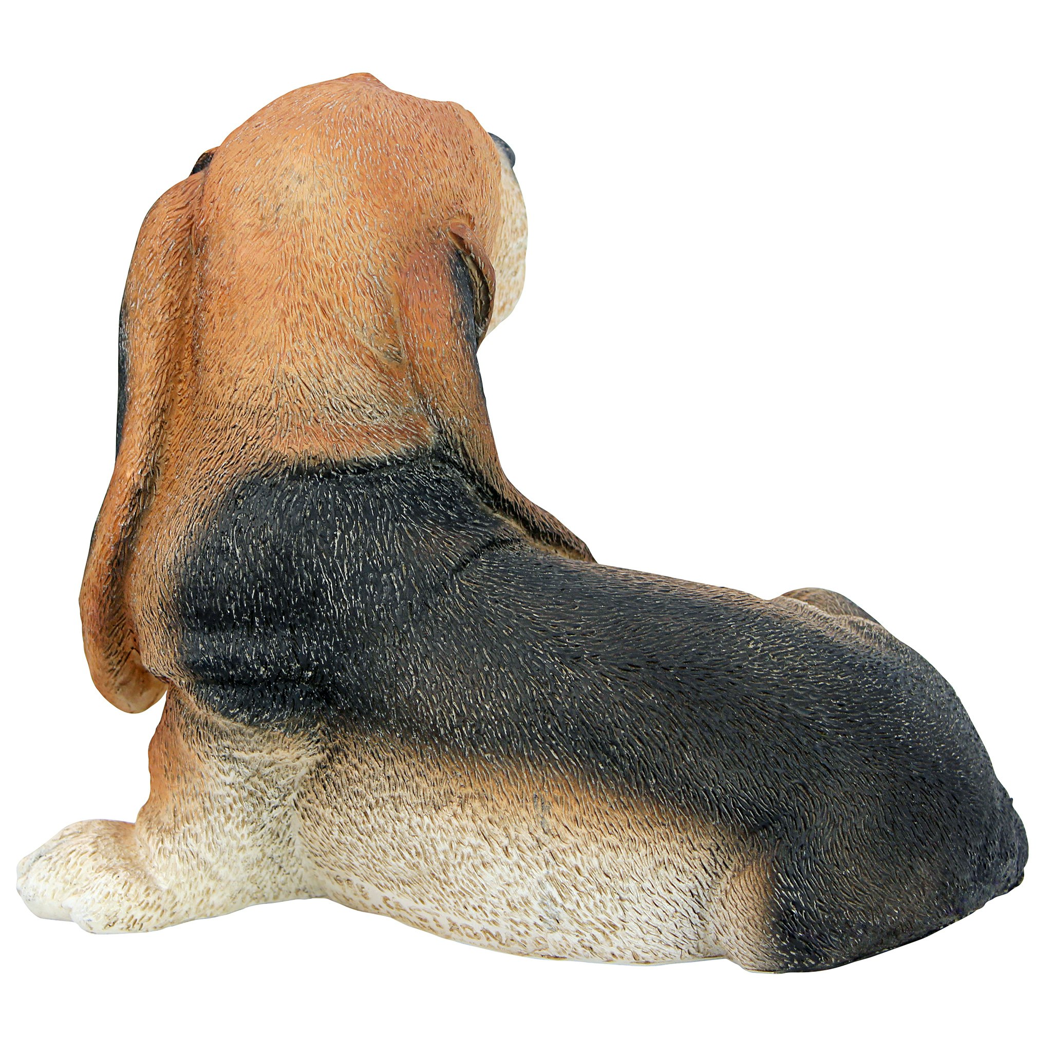 Toscano - Black  Brown Basset Puppy Dog Statue