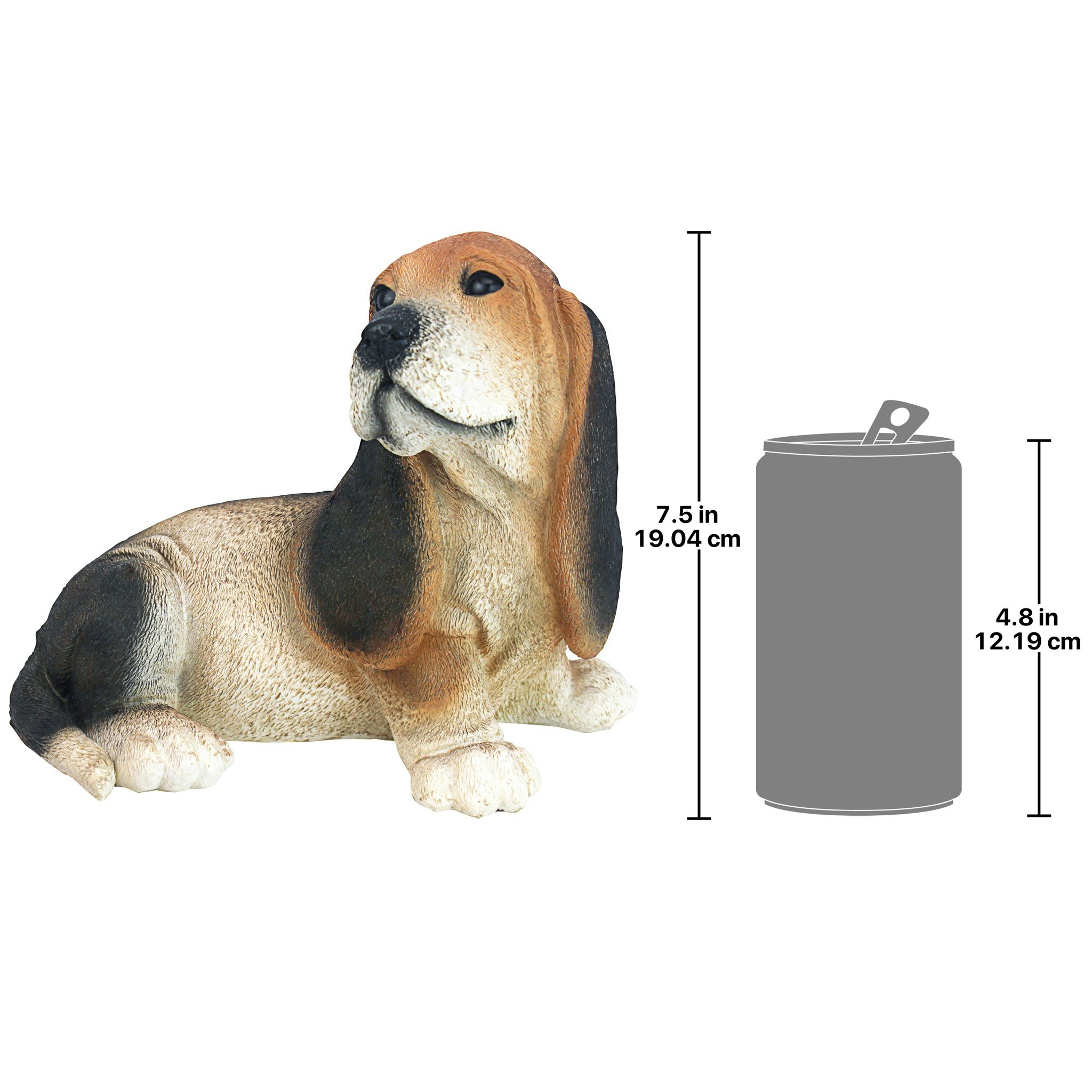 Toscano - Black  Brown Basset Puppy Dog Statue