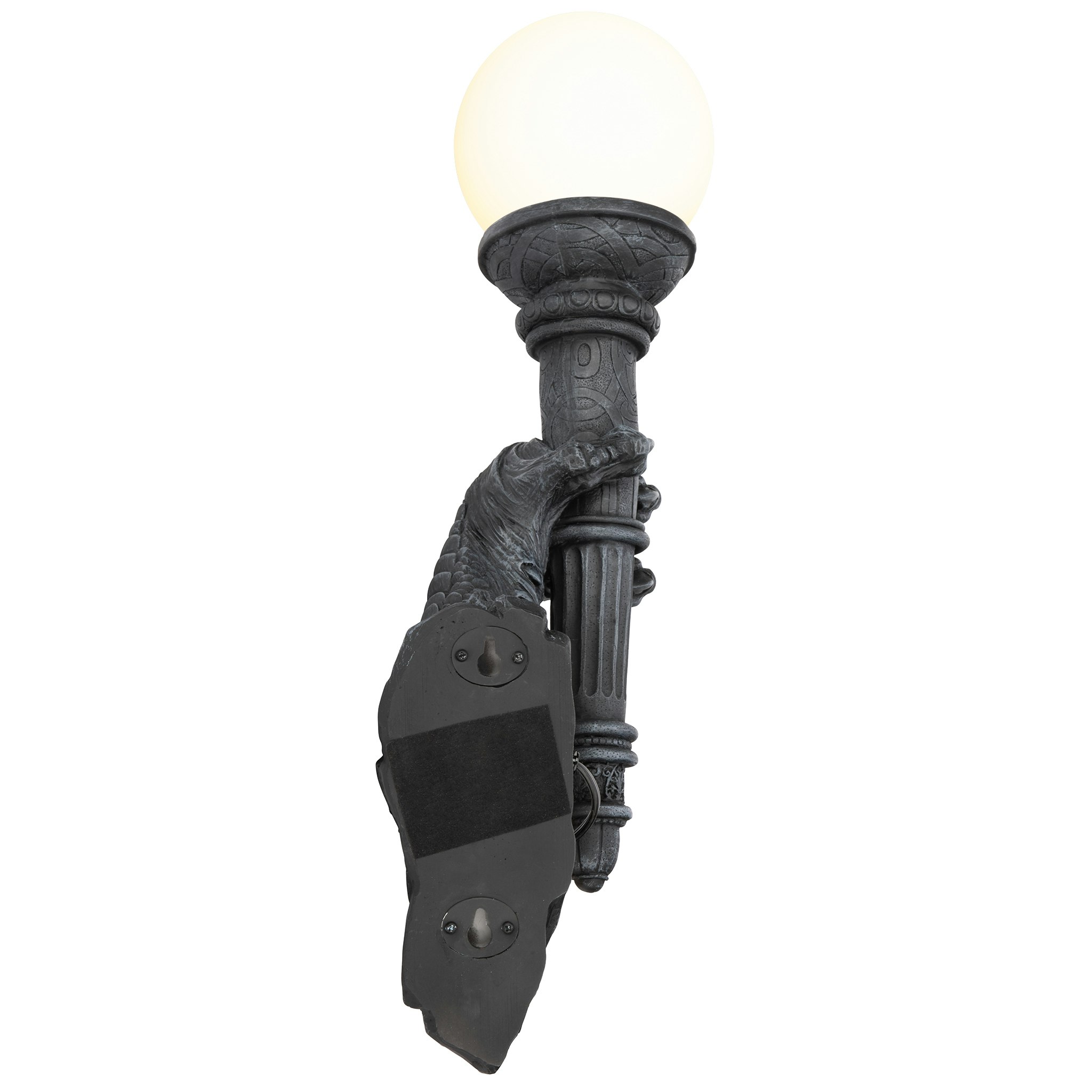 Toscano - Blackfriar Gate Wall Torchiere Lamp in Greystone, Designer Resin