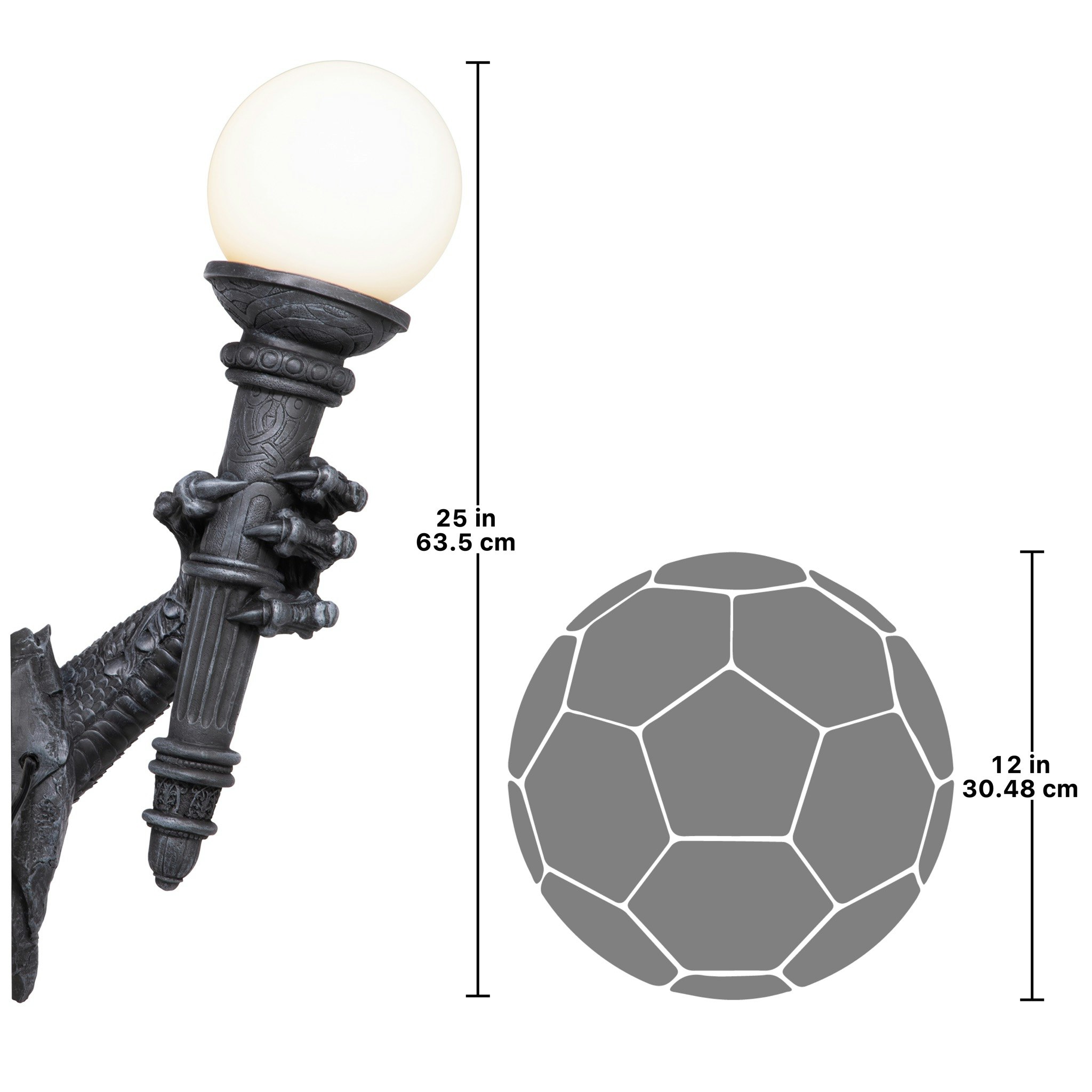 Toscano - Blackfriar Gate Wall Torchiere Lamp in Greystone, Designer Resin