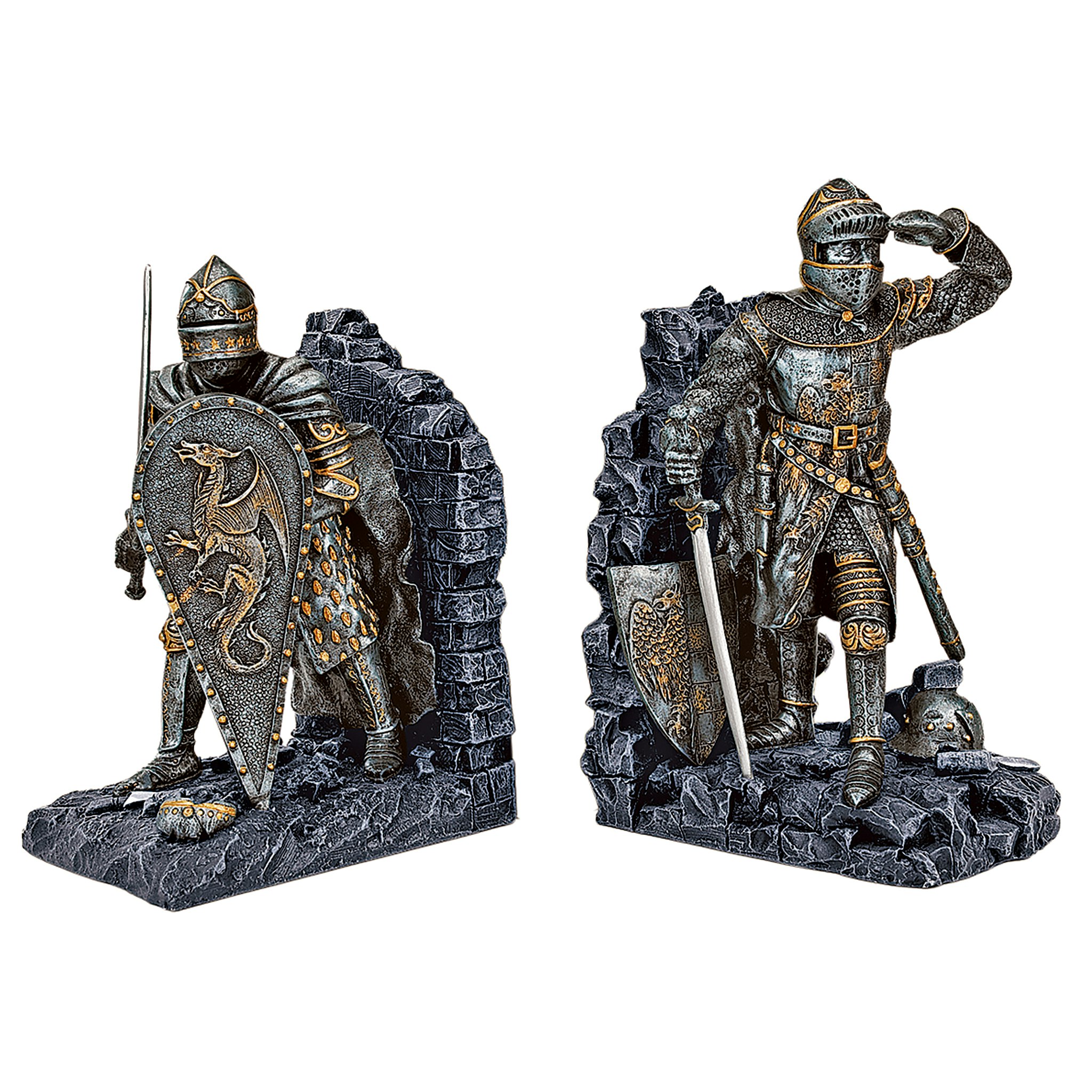 Toscano - Arthurian Knight Bookend Pair in Designer Resin