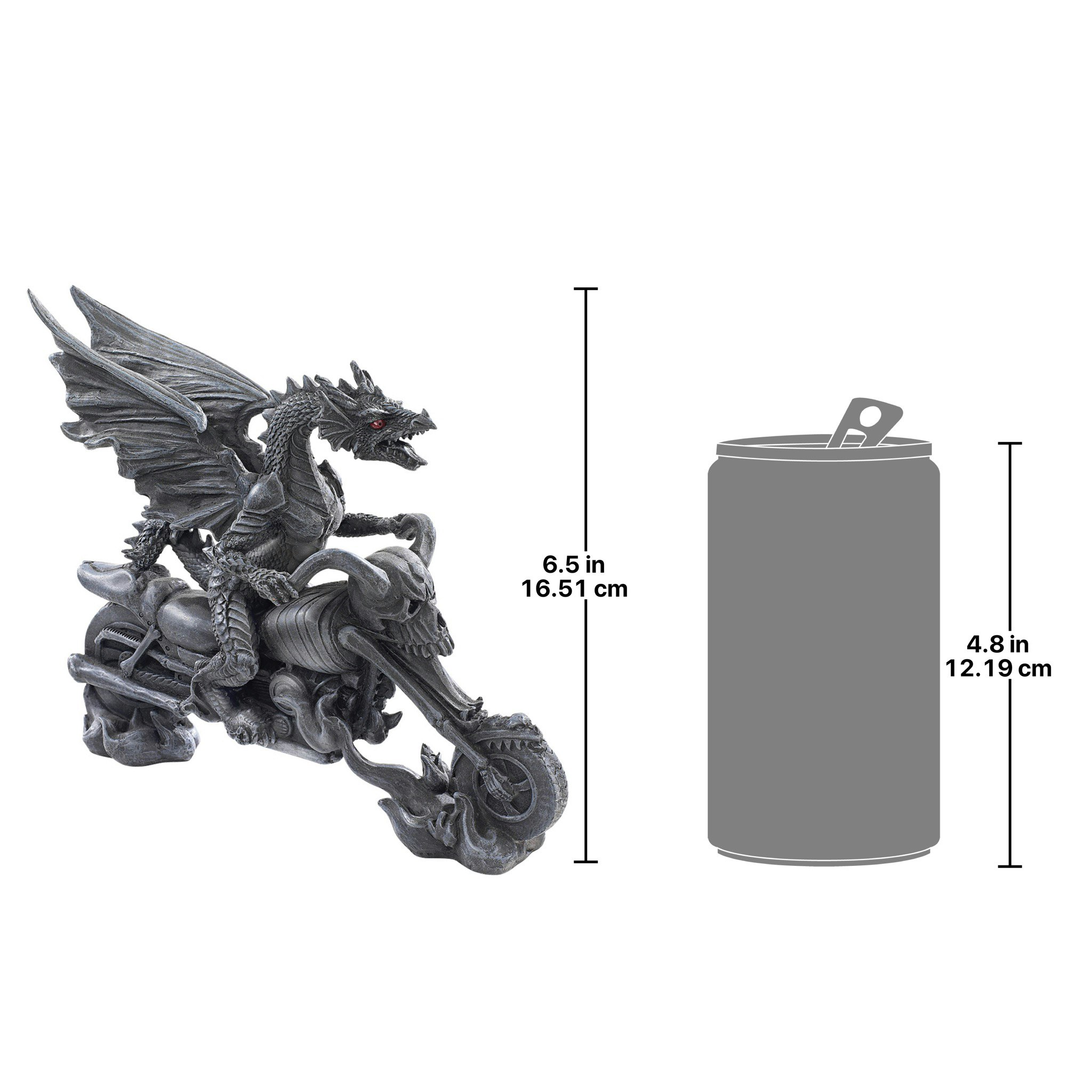 Toscano - Biker Dragon on Skeleton Chopper Statue