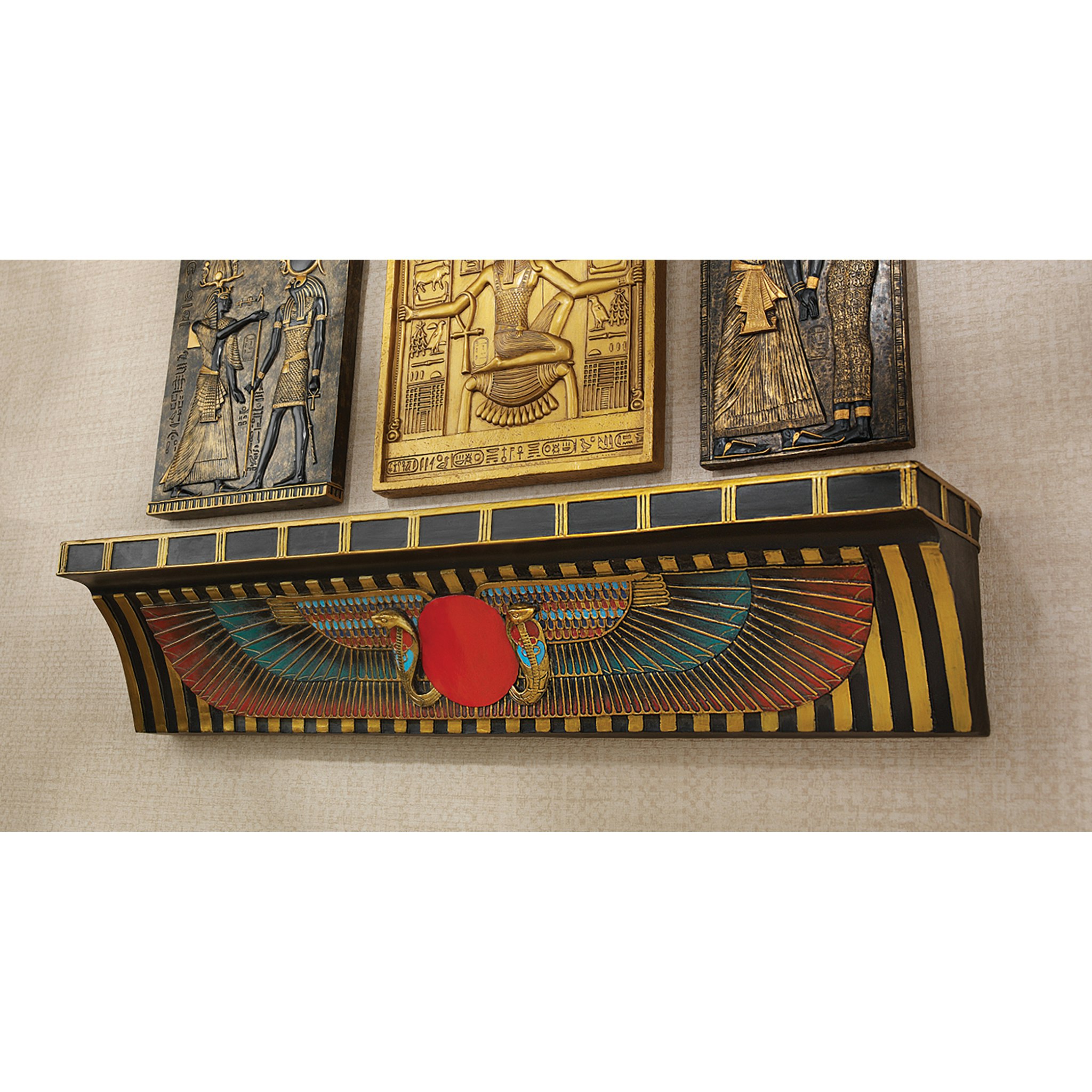 Toscano - Sacred Ur-Uatchi Ceremonial Offering Pediment Wall Shelf in Designer Resin