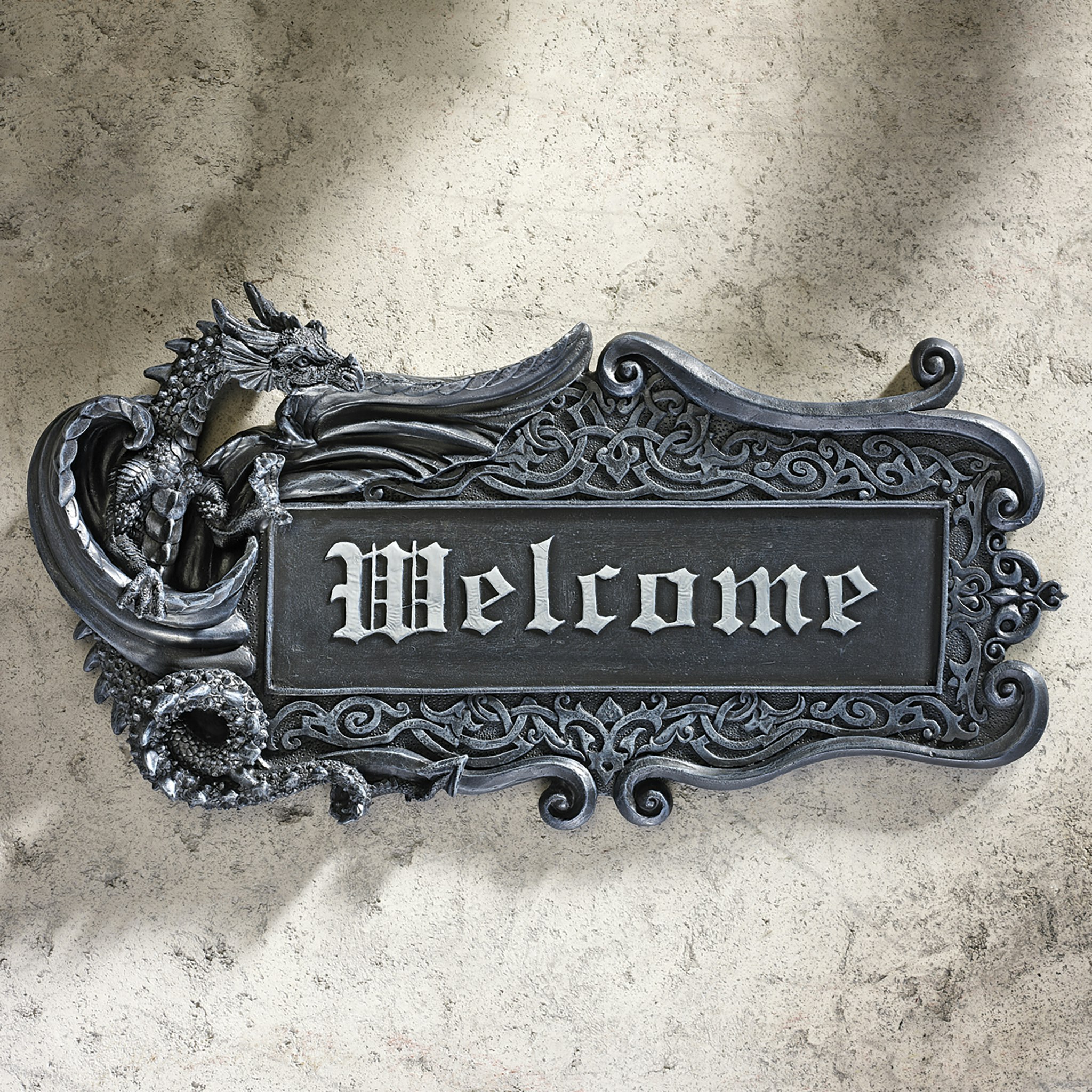 Toscano - Dragon Welcome Sign Wall Plaque