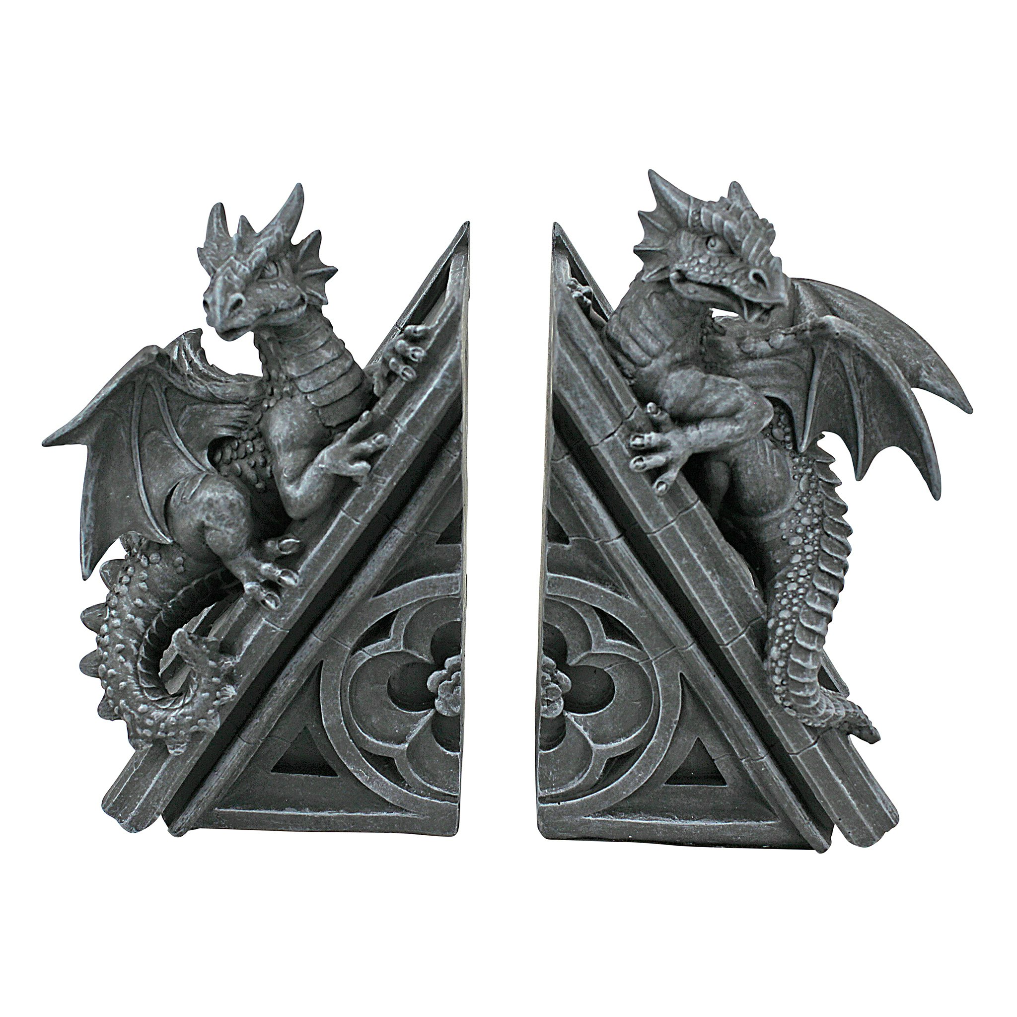 Toscano - Gothic Castle Dragons Sculptural Bookend Pair in Designer Resin