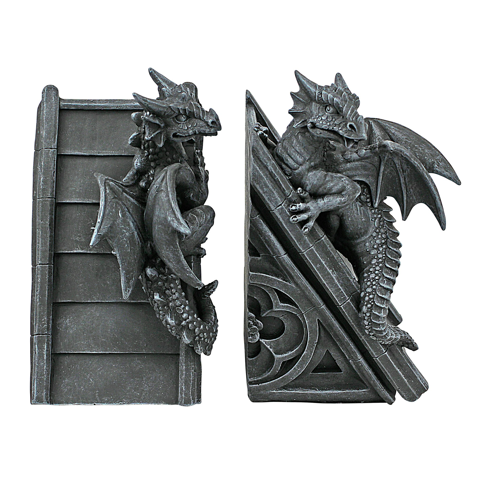 Toscano - Gothic Castle Dragons Sculptural Bookend Pair in Designer Resin