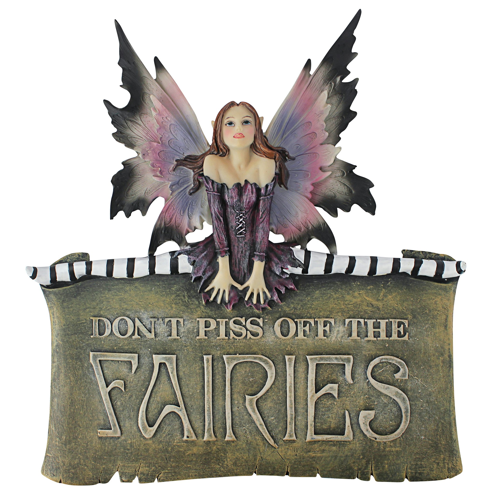 Toscano - Dont Piss Off the Fairies Sign Wall Sculpture