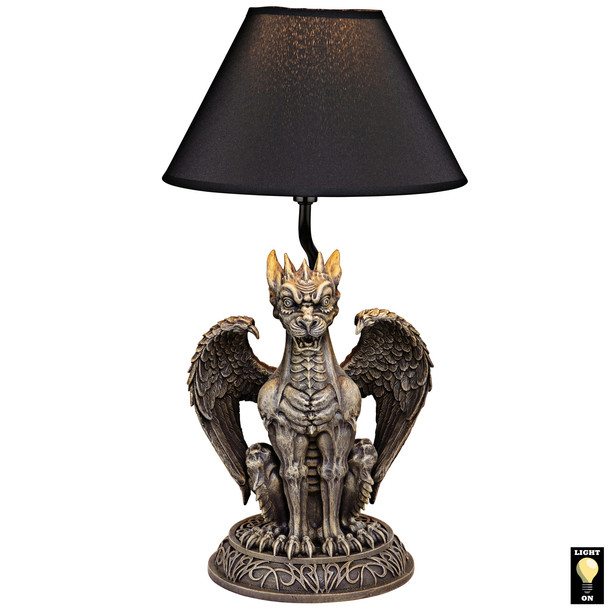 Toscano - Boden the Gothic Gargoyle Sculptural Table Lamp in Gothic Stone, Designer Resin