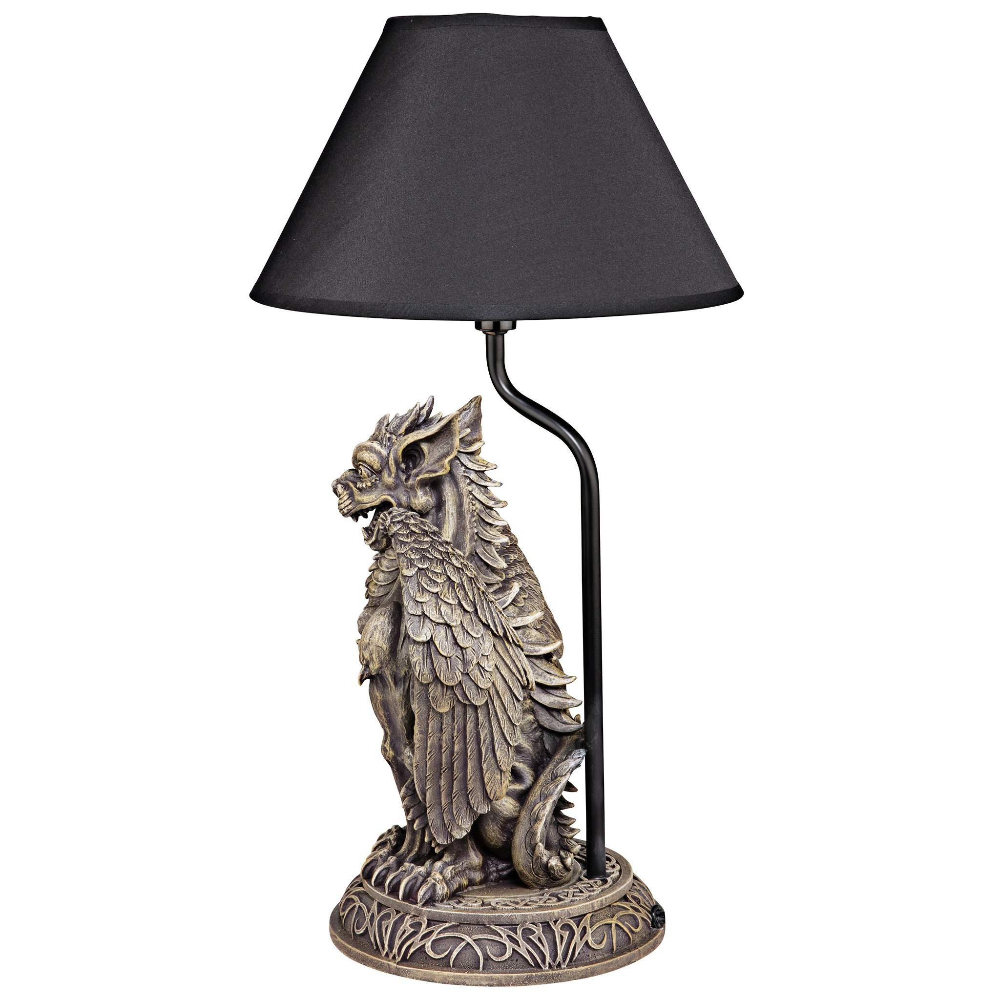 Toscano - Boden the Gothic Gargoyle Sculptural Table Lamp in Gothic Stone, Designer Resin
