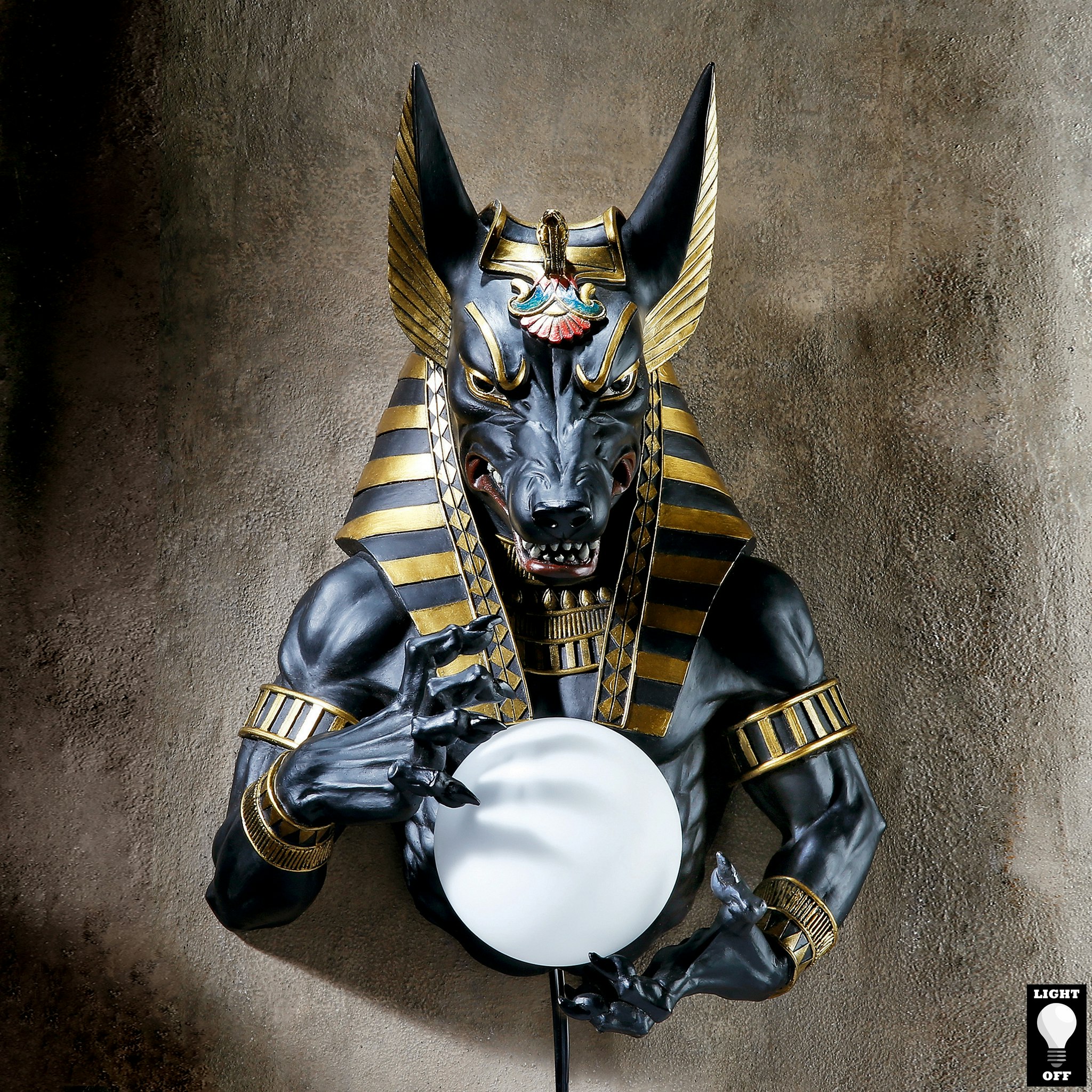 Toscano - Anubis Egyptian God of the Underworld Illuminated Wall Sculpture
