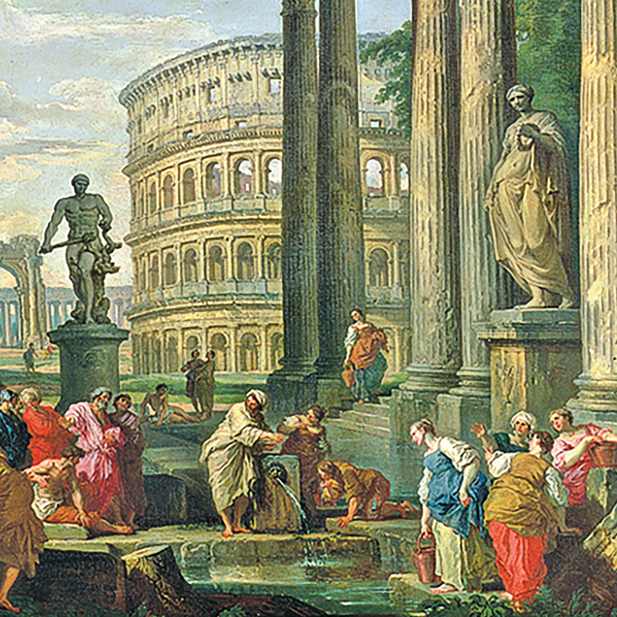 Toscano Roman Capriccio Framed Canvas Replica Painting - Large