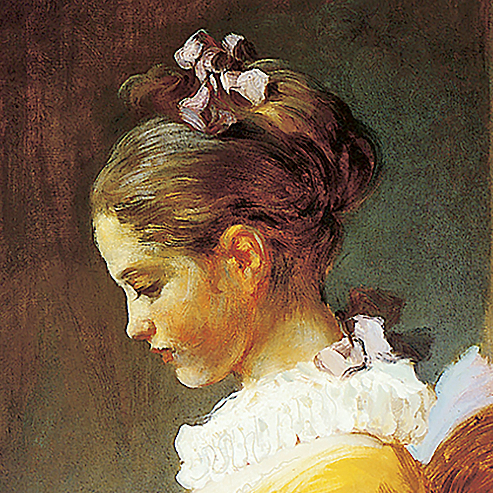 Toscano A Young Girl Reading Framed Canvas Replica Painting - Grande