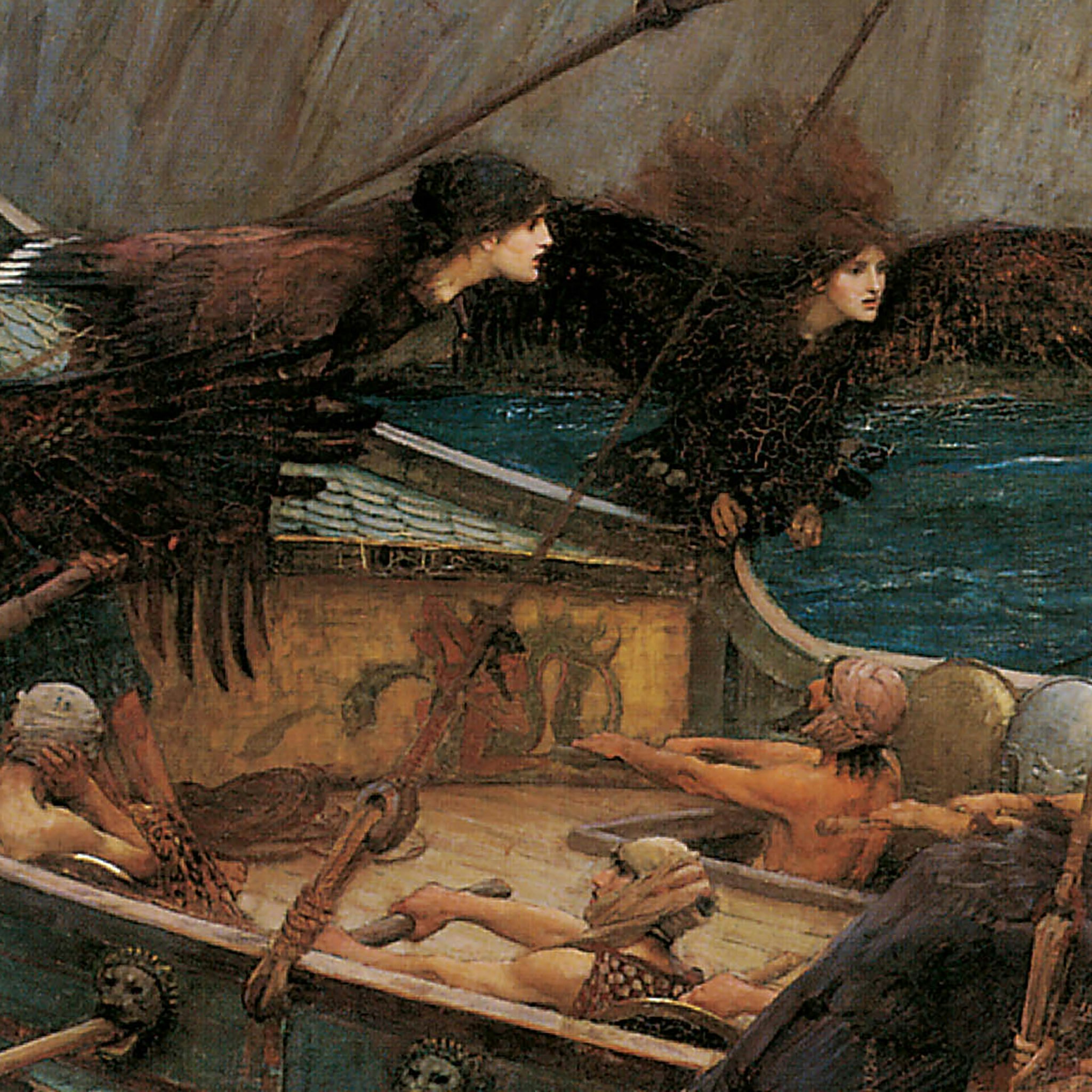 Toscano Ulysses and the Sirens 1891 Framed Canvas Replica Painting - Medium
