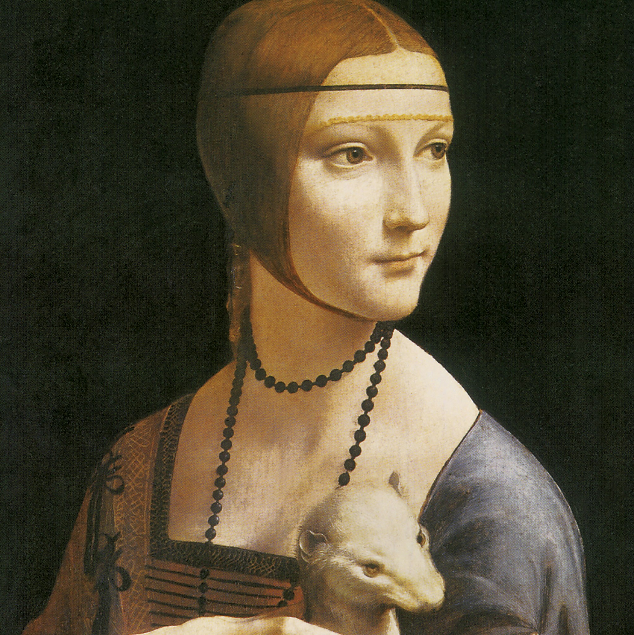 Toscano Lady with an Ermine Framed Canvas Replica Painting - Grande