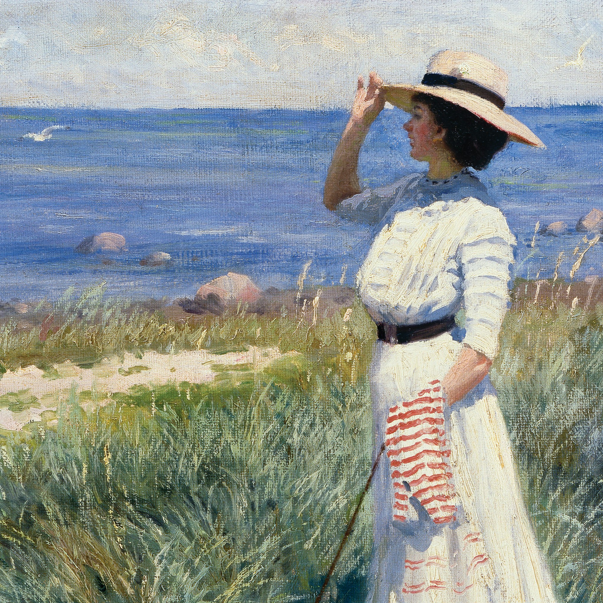 Toscano Looking Out to Sea Framed Canvas Replica Painting - Large