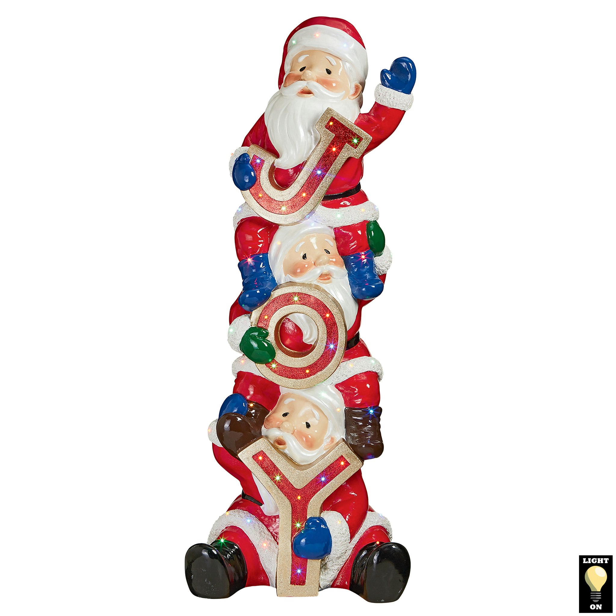 Toscano - The Christmas Crew Stacked Santa Illuminated Holiday Sculpture