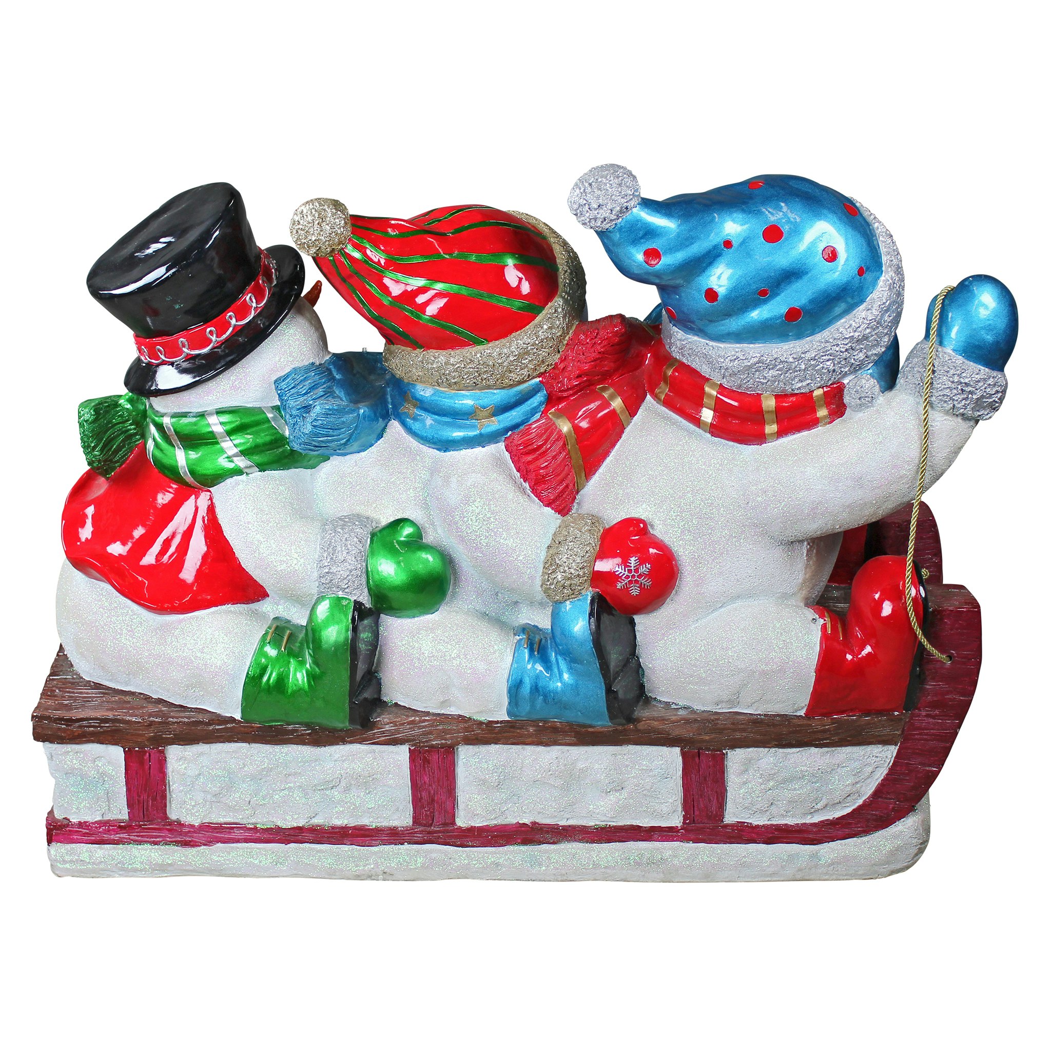 Toscano - Downhill to the Holidays Illuminated Snowman and Sled Statue