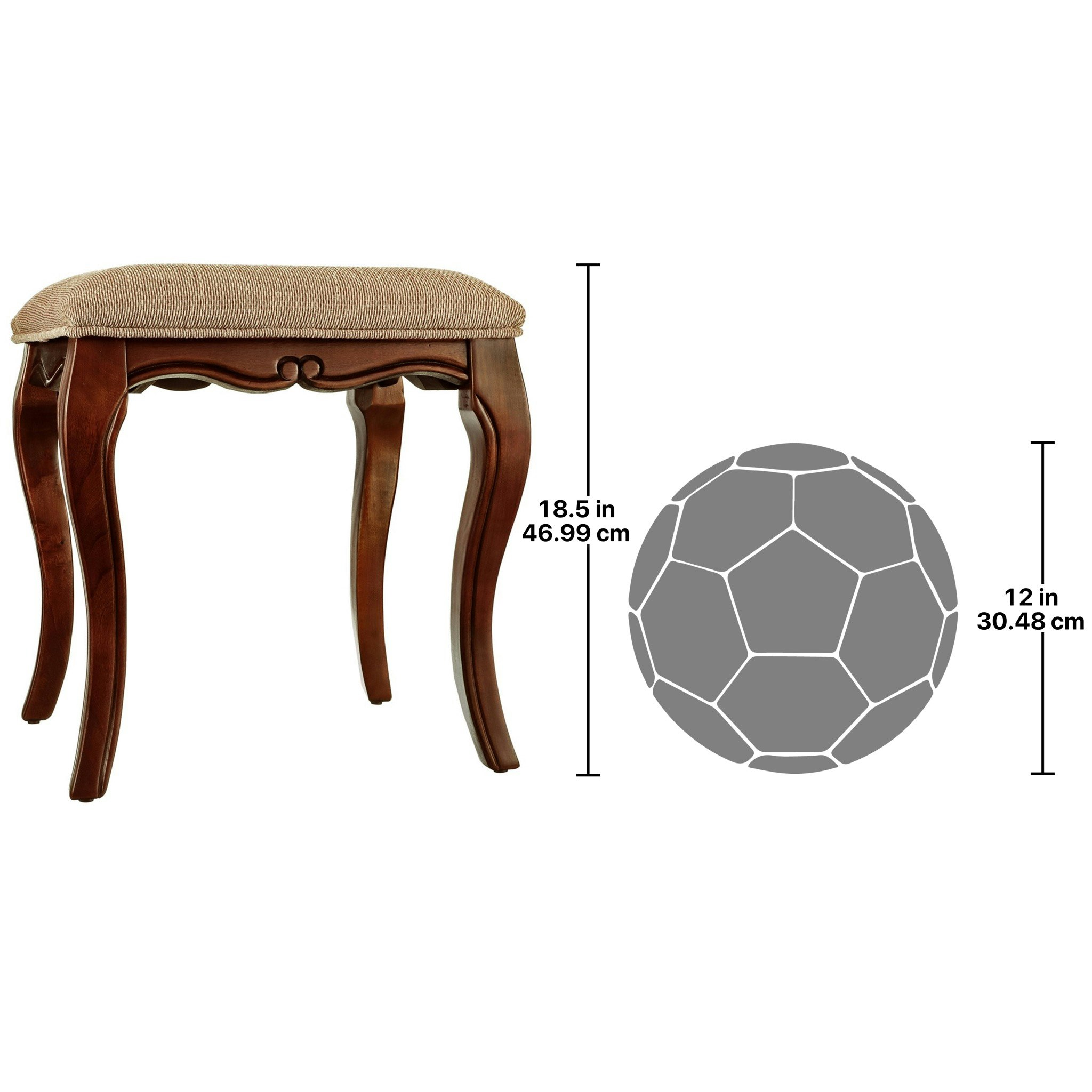Toscano - Lady Guinevere Vanity Stool in Fabric/Hardwood