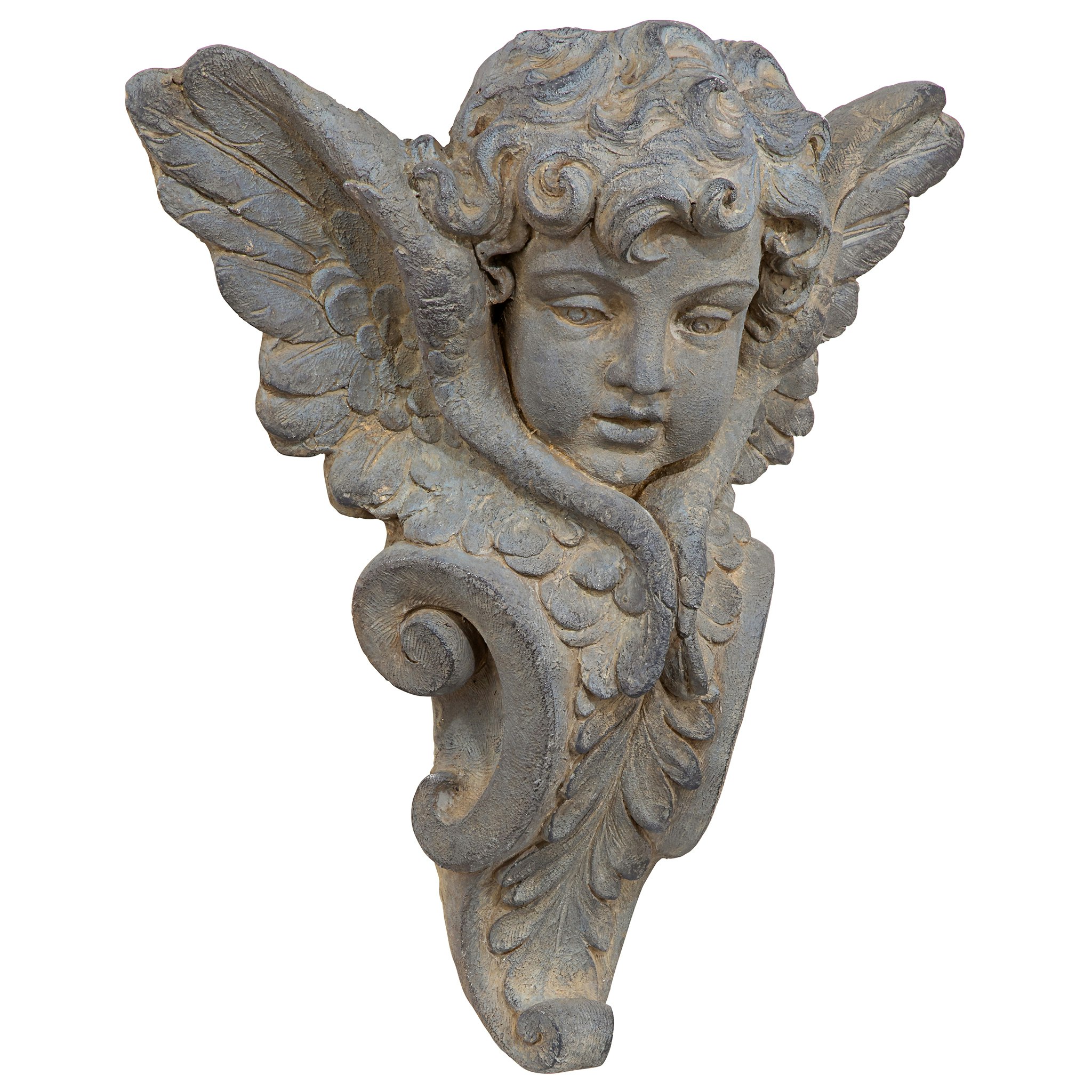 Toscano - Victorian Heraldic Double-Winged Cherub Wall Pocket Sculpture