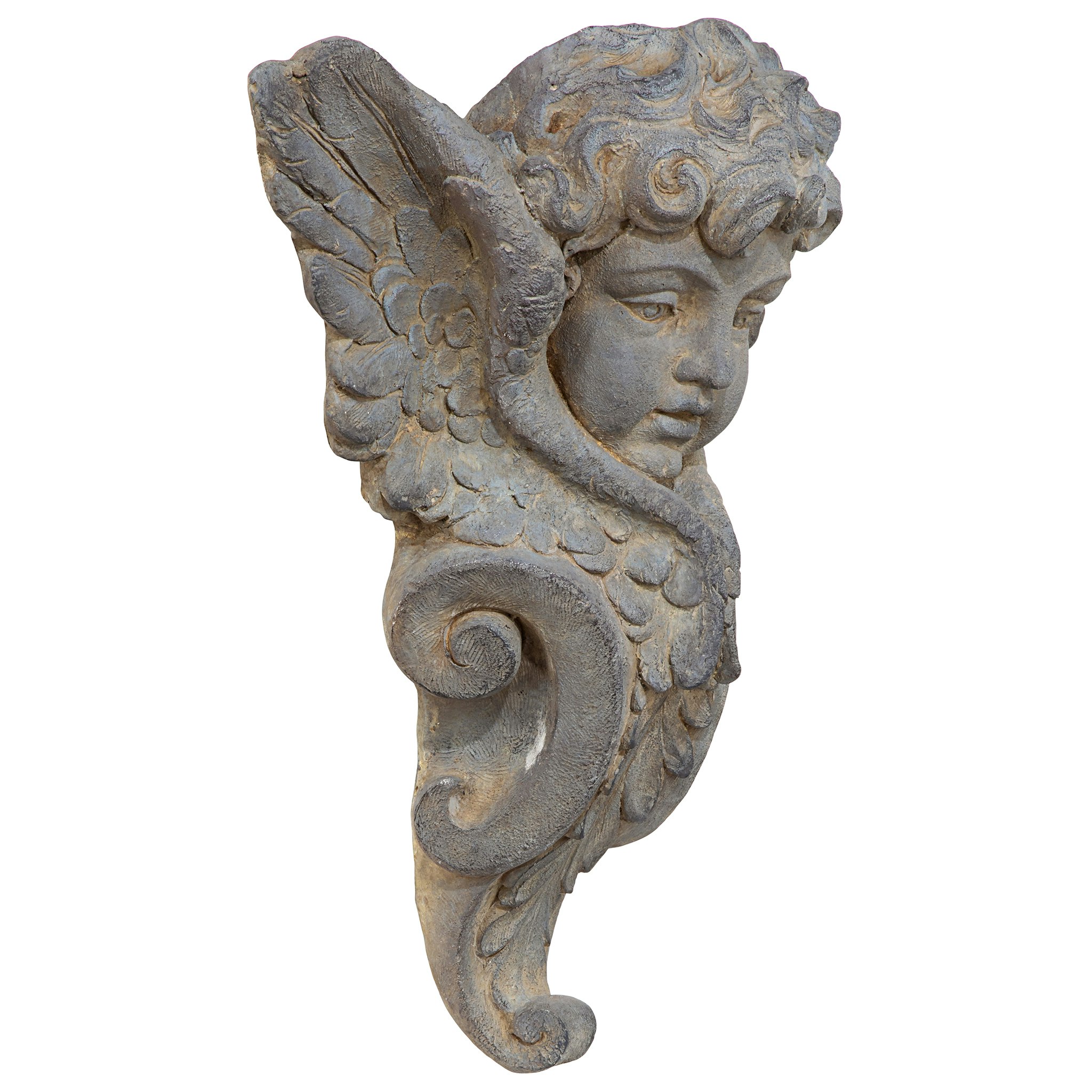 Toscano - Victorian Heraldic Double-Winged Cherub Wall Pocket Sculpture