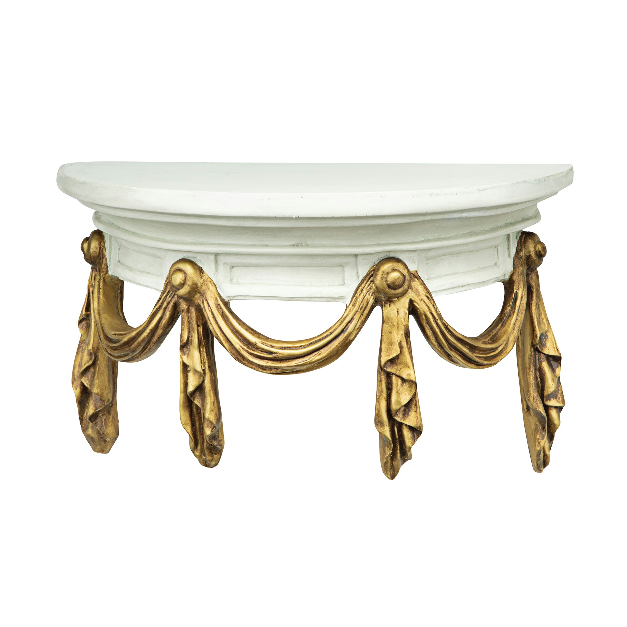 Toscano - Saint Benoit Demilune Wall Shelf in Ivory/Gold, Designer Resin