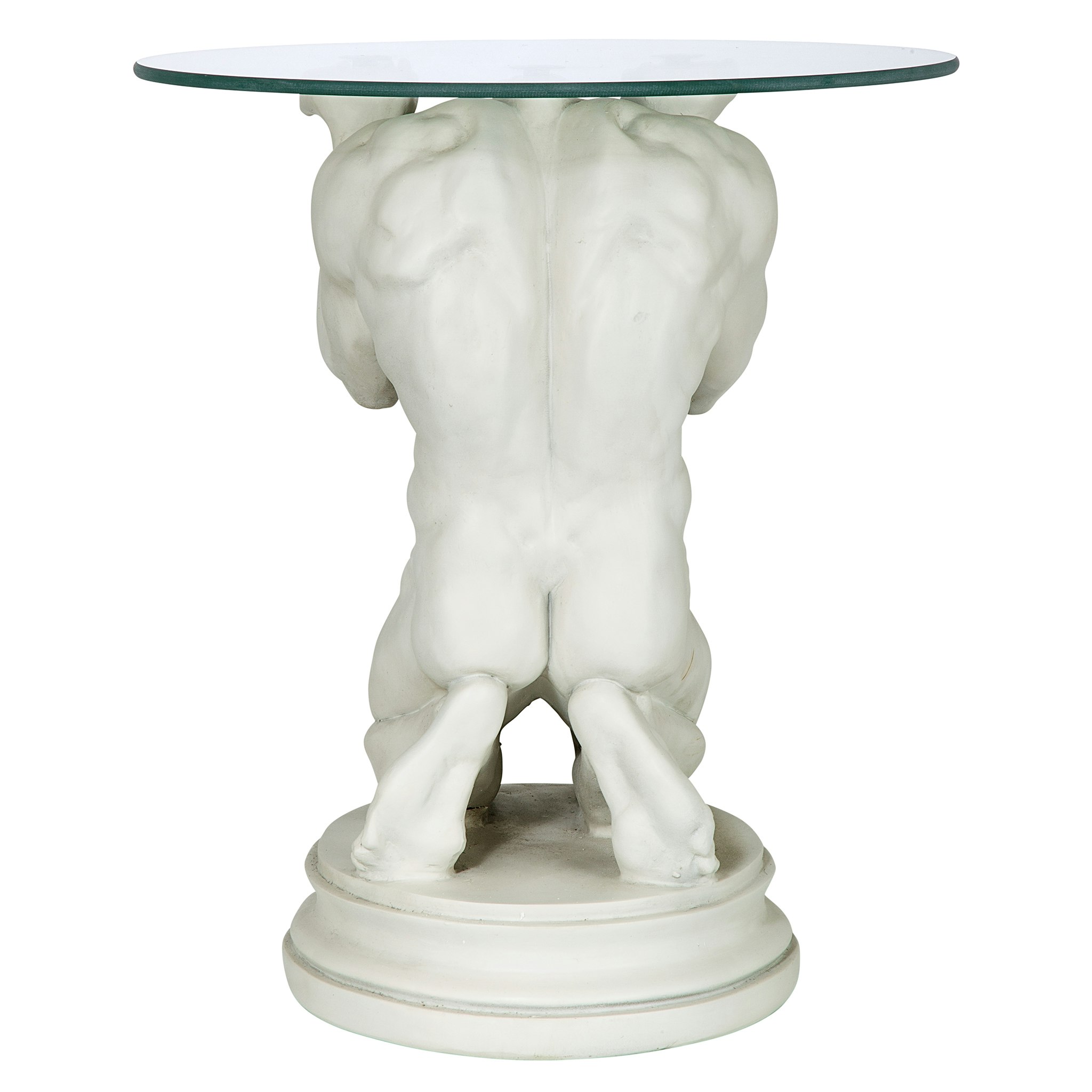Toscano - Neoclassical Nude Male Sculptural Table in Black/Gold, Designer Resin