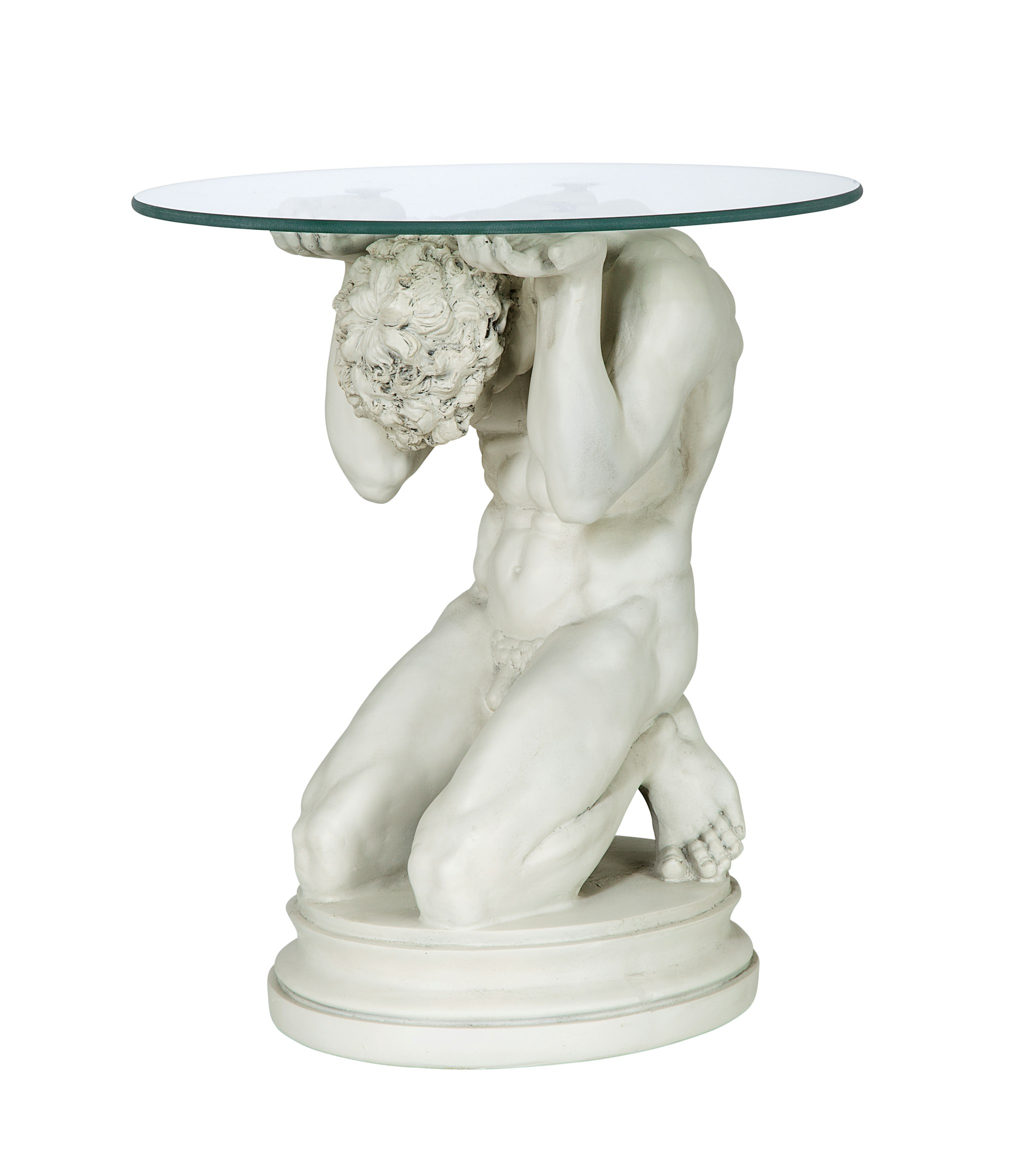 Toscano - Neoclassical Nude Male Sculptural Table in Black/Gold, Designer Resin