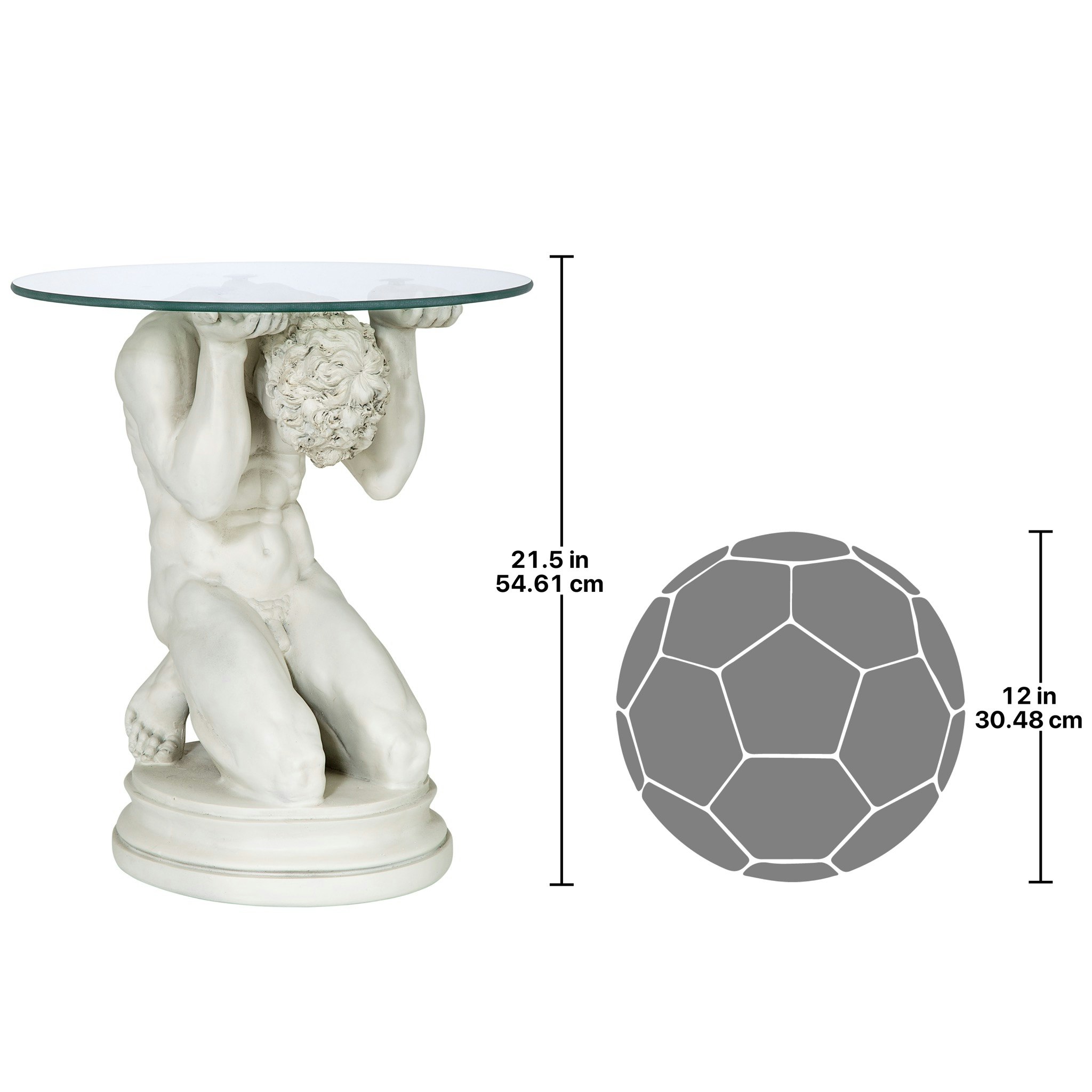Toscano - Neoclassical Nude Male Sculptural Table in Black/Gold, Designer Resin