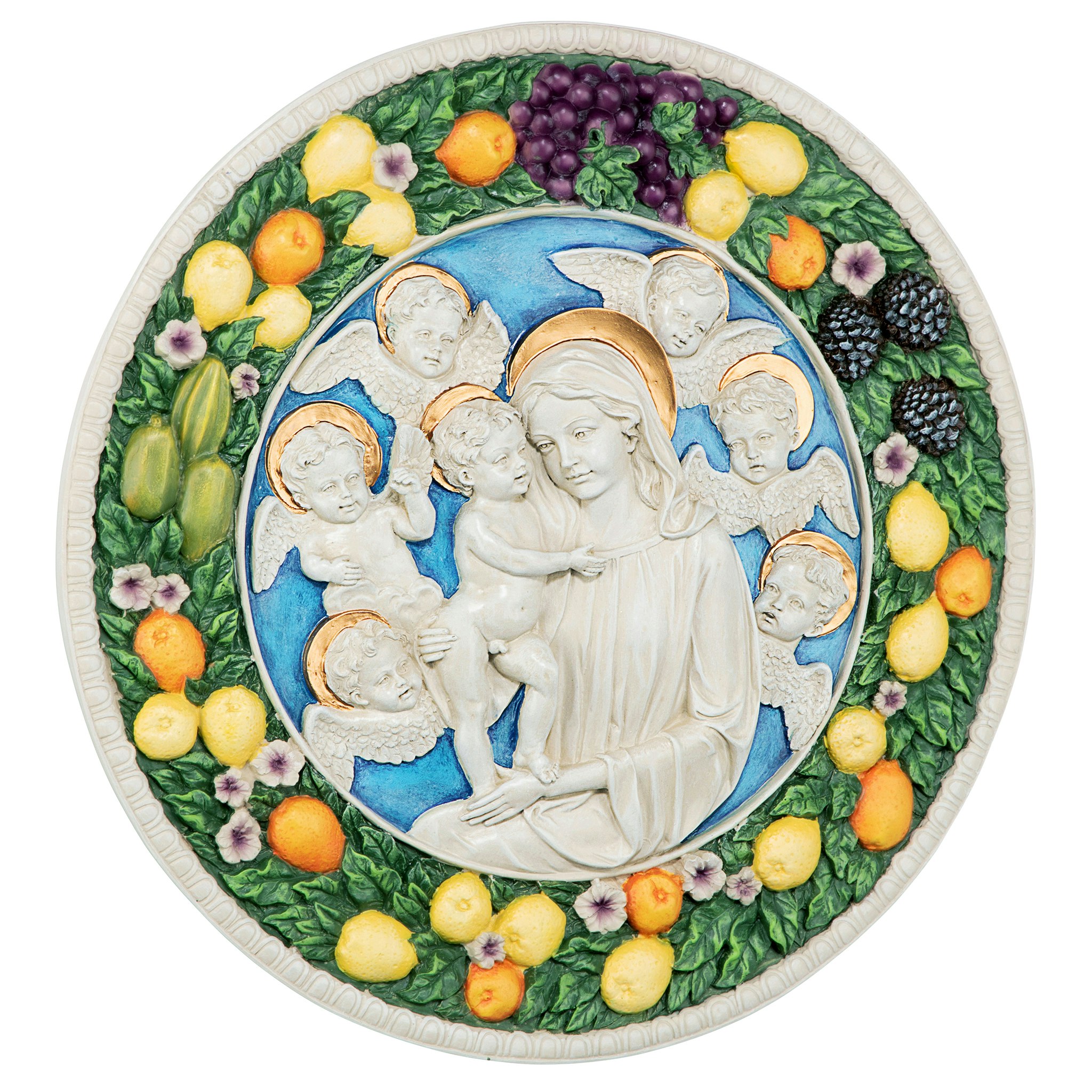 Toscano - Virgin Mary and Child Roundel Wall Sculpture