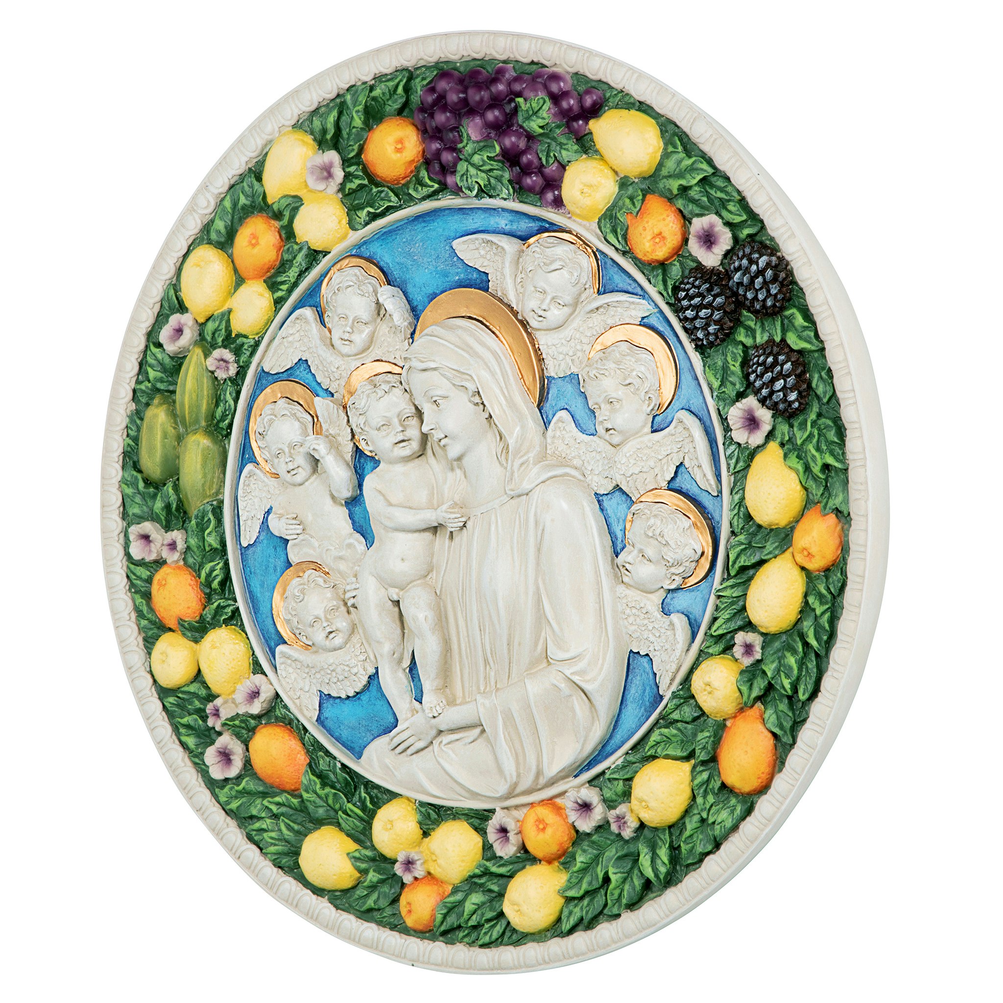 Toscano - Virgin Mary and Child Roundel Wall Sculpture