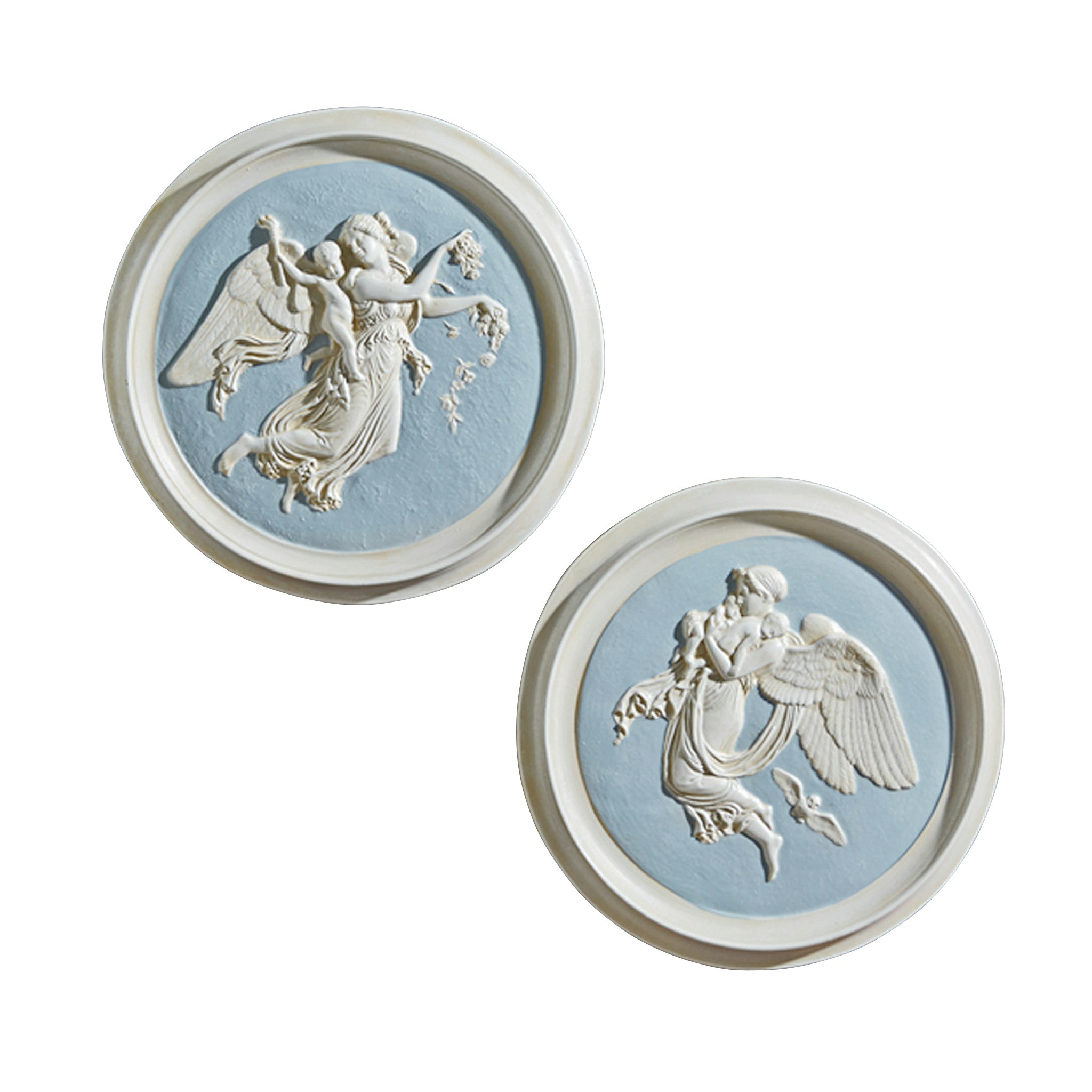 Toscano - Set of 2 Morning and Night Angel Roundel Wall Sculptures