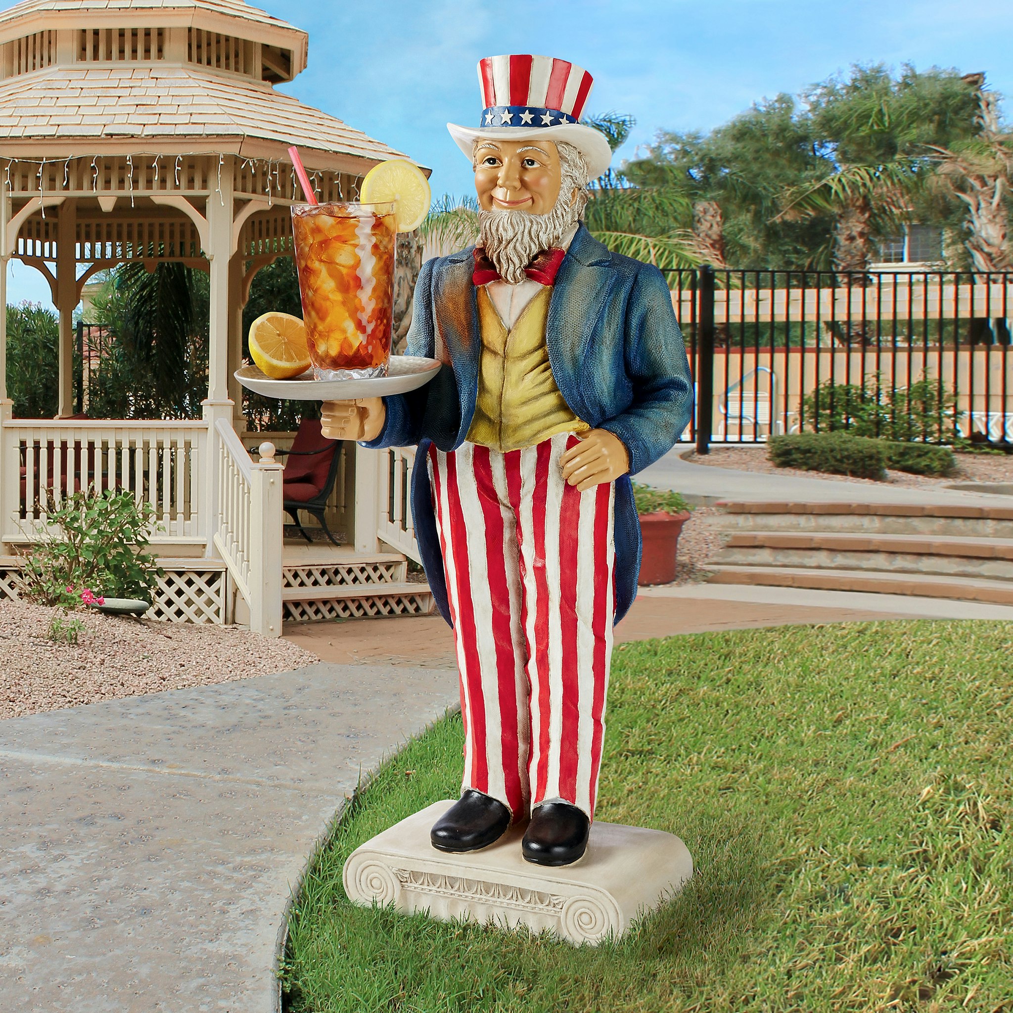 Toscano - Uncle Sam Yankee Doodle Dandy Butler Sculptural Pedestal Table in Designer Resin