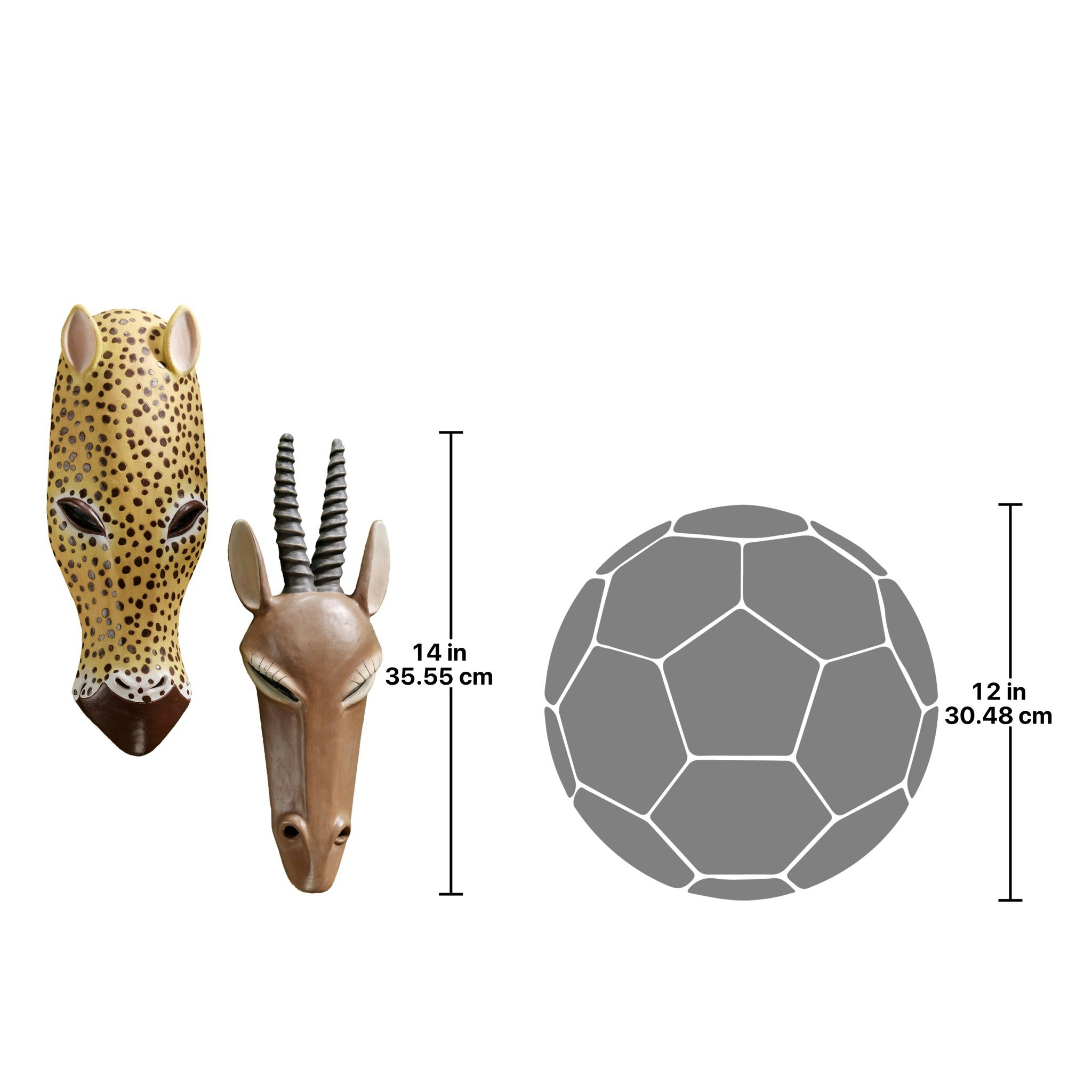 Toscano - Set of 2 African Serengeti Animal Masks Tribal-Style Wall Sculptures