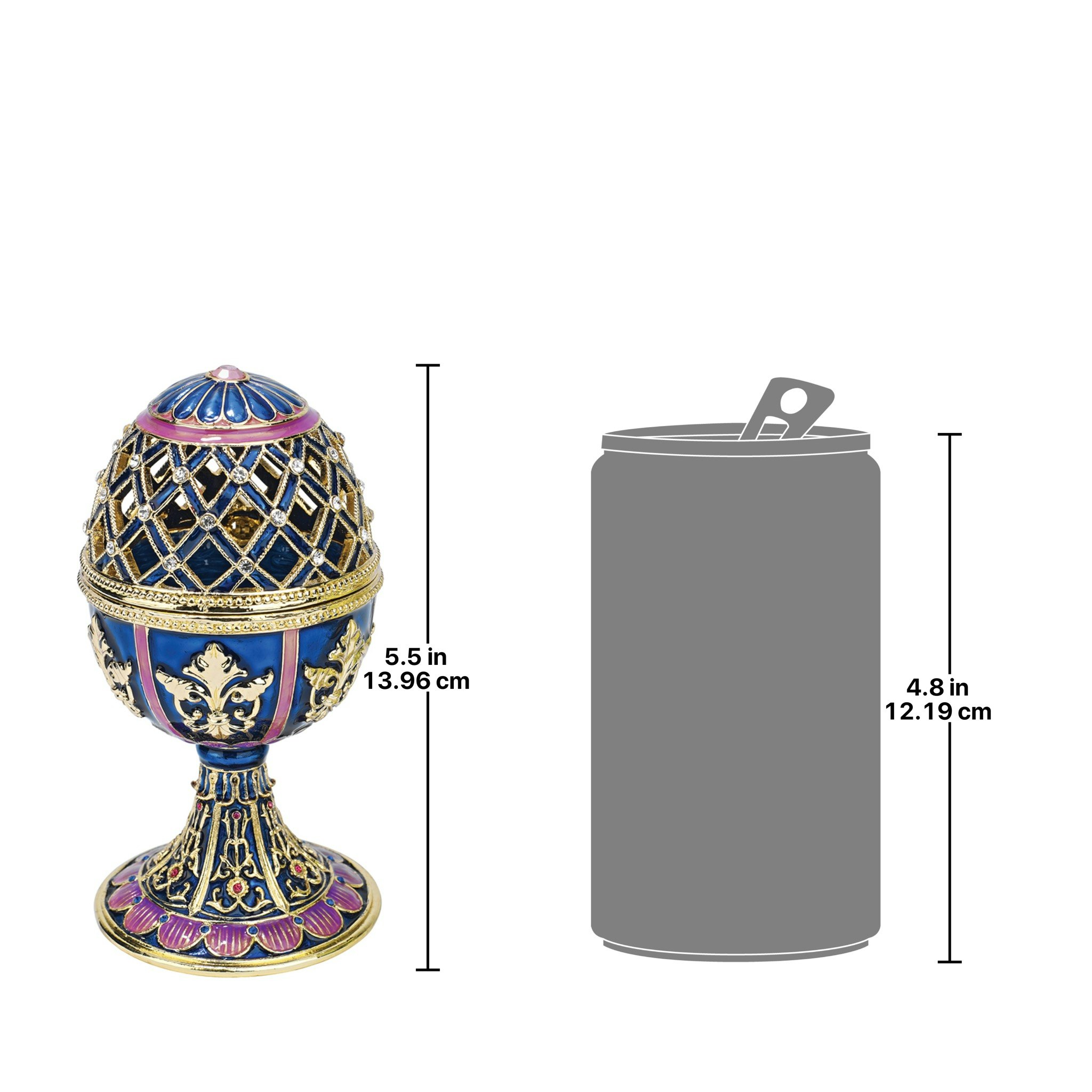 Toscano Jeweled Trellis Romanov-Style Collectible Enameled Egg - Bleue
