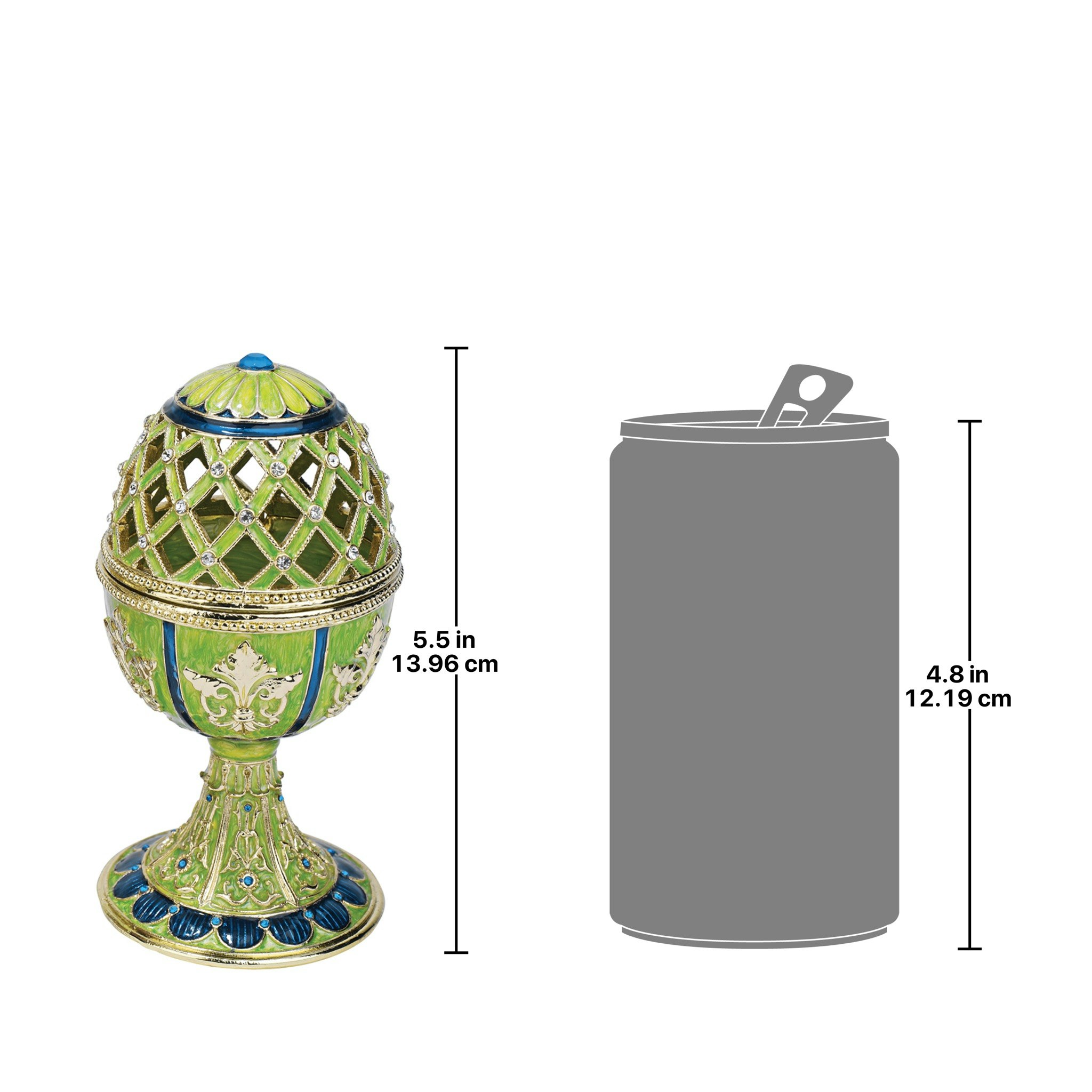 Toscano Jeweled Trellis Romanov-Style Collectible Enameled Egg - Verte