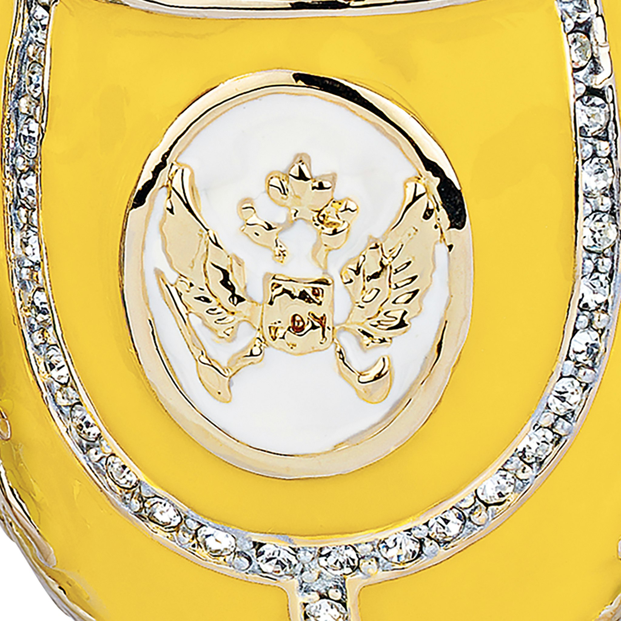 Toscano Russian Imperial Eagle Romanov-Style Collectible Enameled Egg - Lemon Yellow