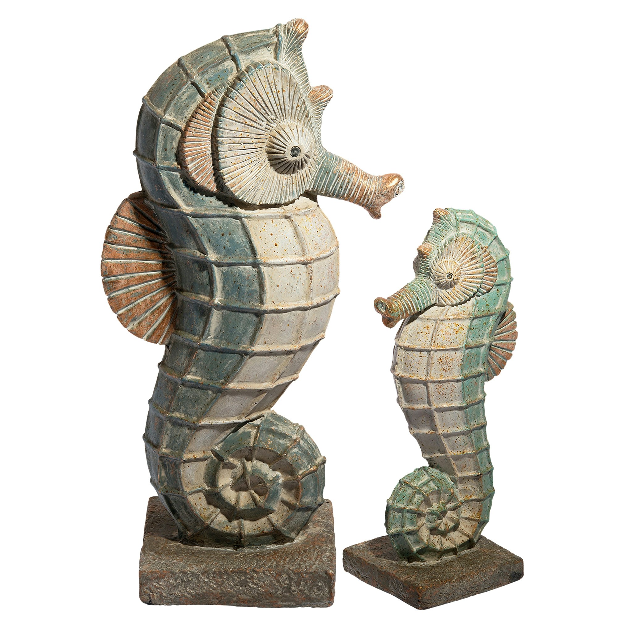 Toscano - Sea Biscuit Seahorse Marine Fish Family Statue Collection Set