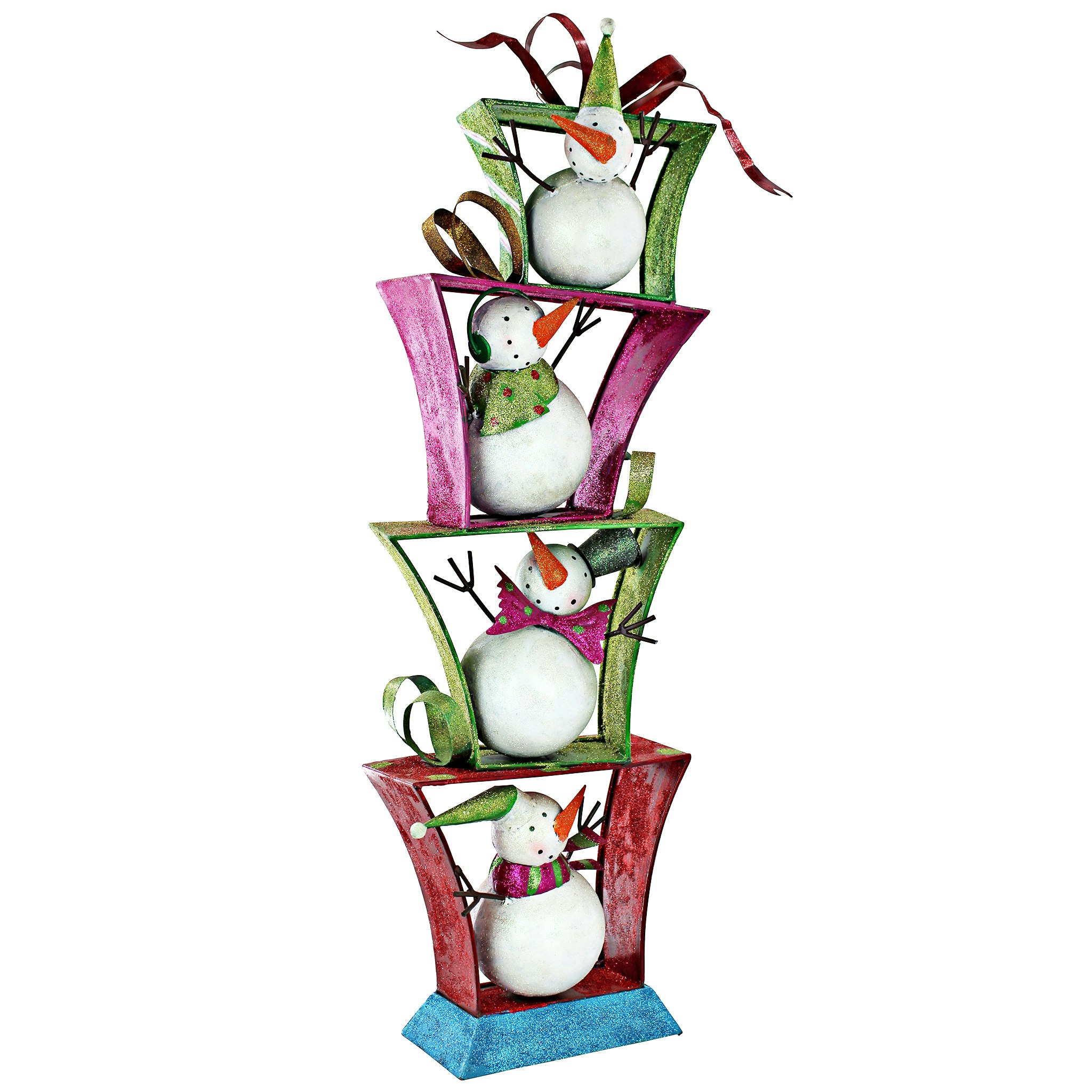 Toscano - Stack of Christmas Snowmen Holiday Fun Bunch Metal Statue