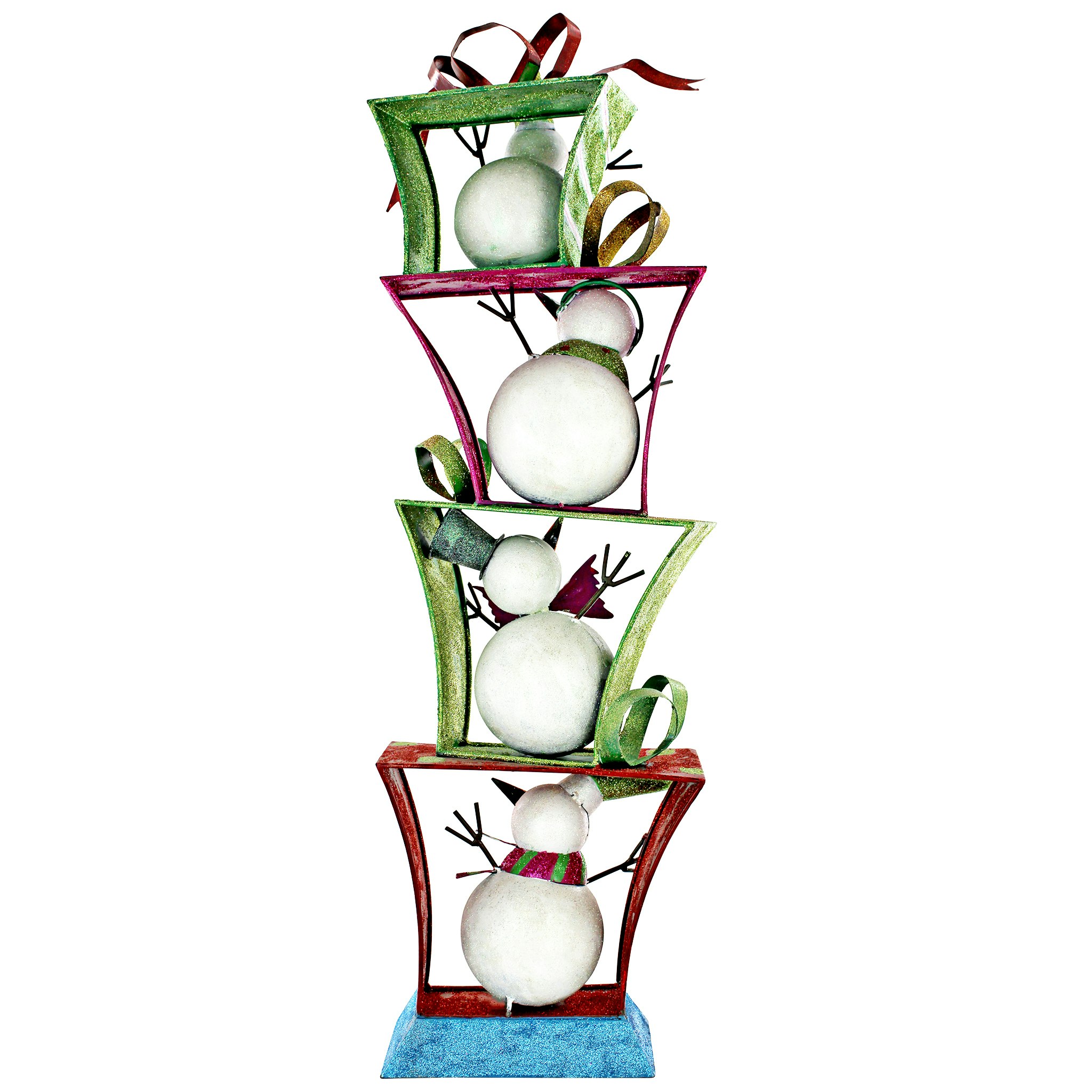 Toscano - Stack of Christmas Snowmen Holiday Fun Bunch Metal Statue