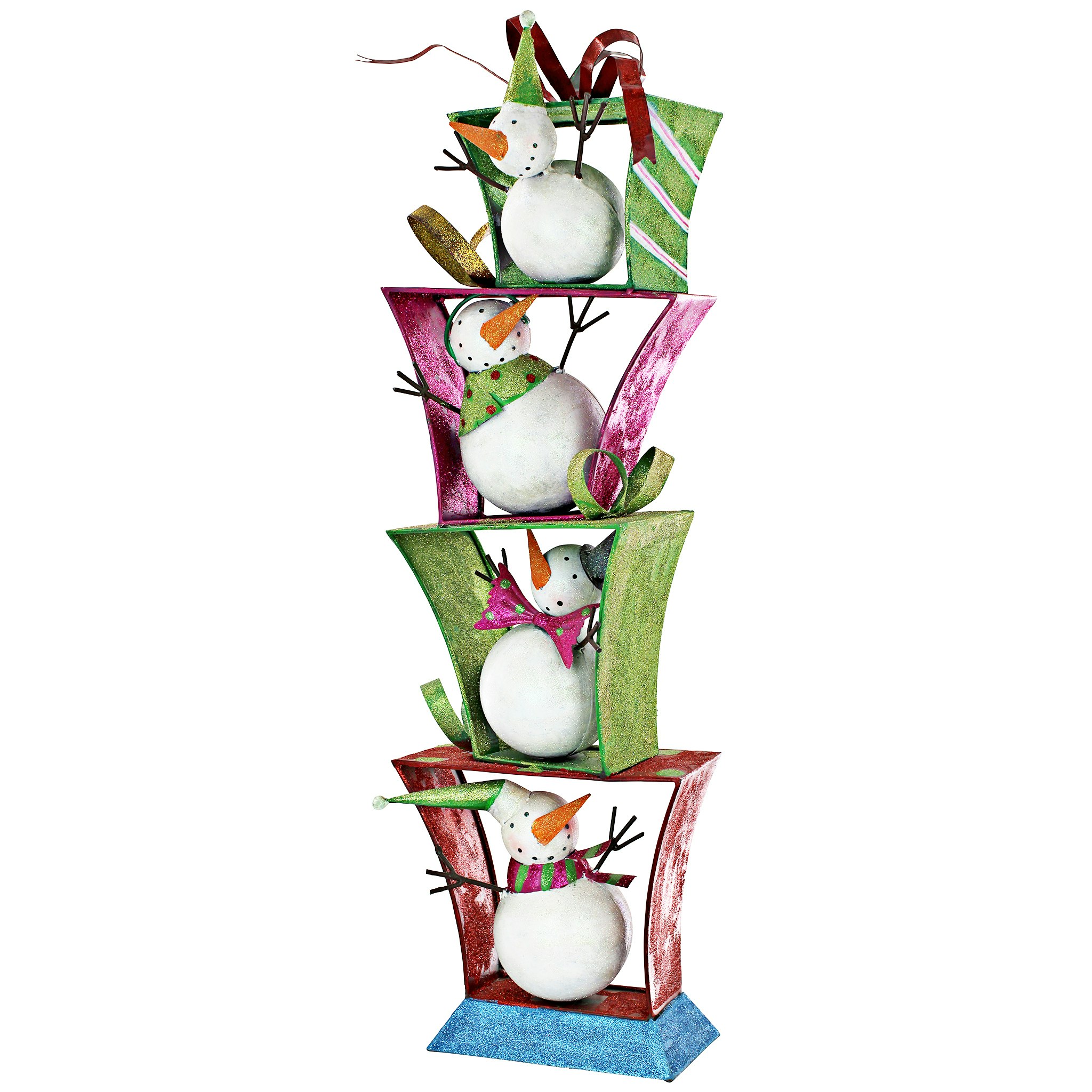 Toscano - Stack of Christmas Snowmen Holiday Fun Bunch Metal Statue