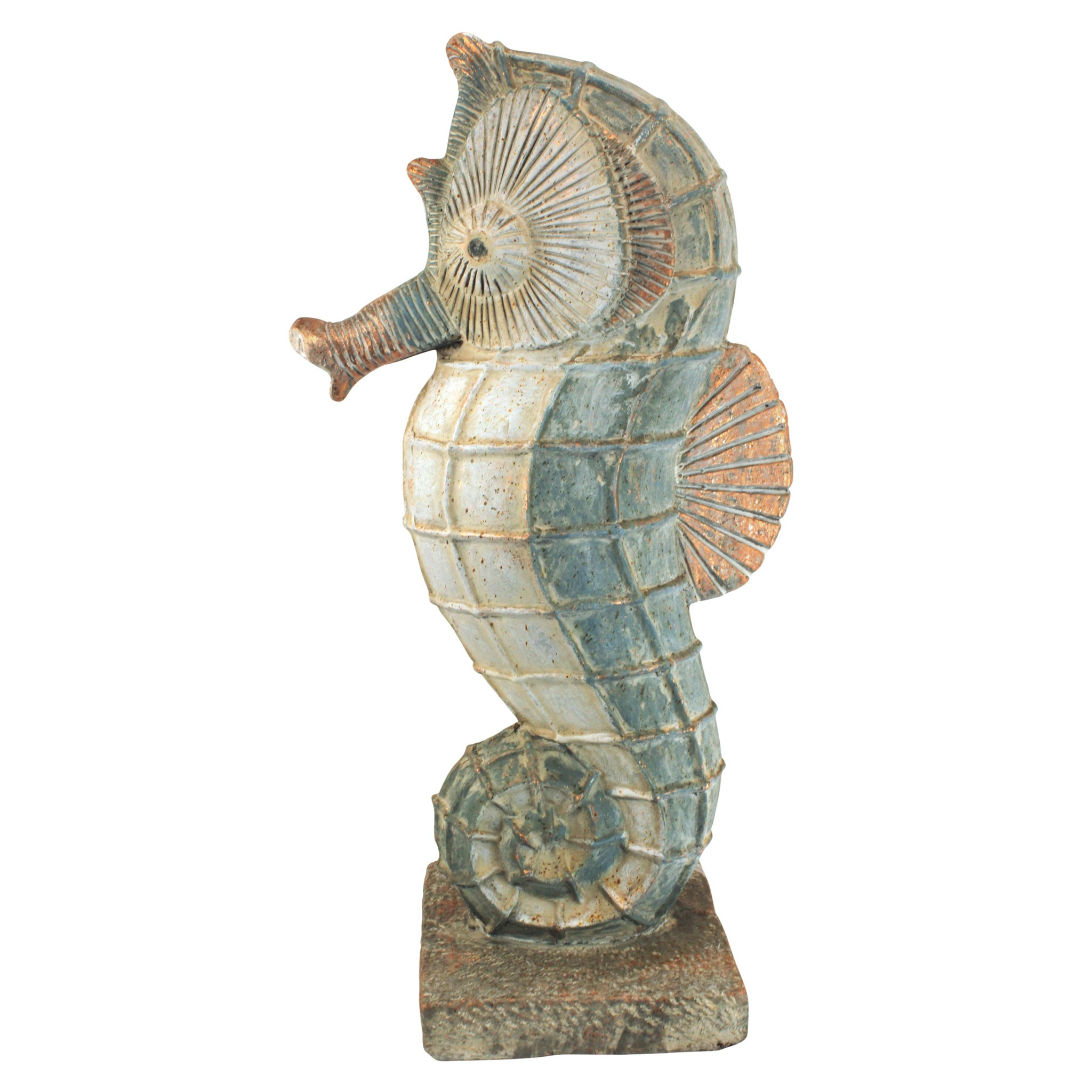 Toscano Sea Biscuit Seahorse Marine Fish Family Statue Collection - Large