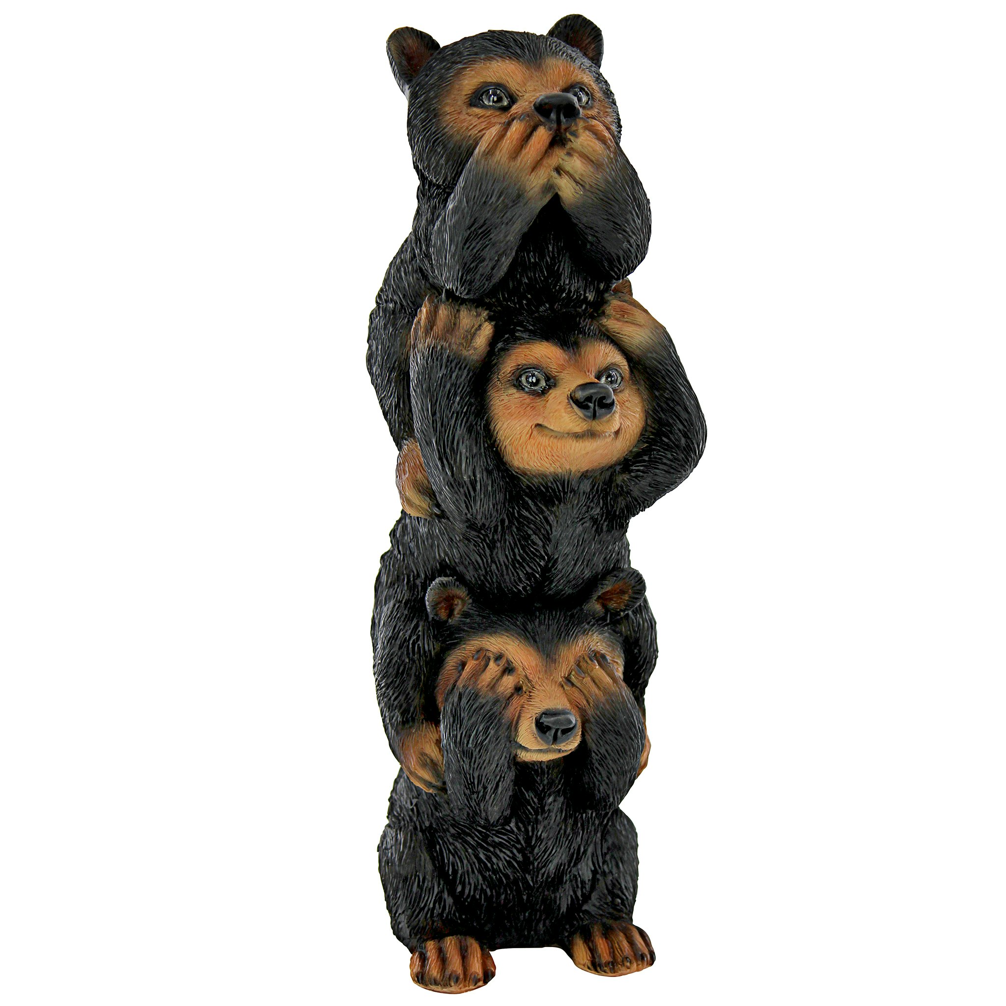 Toscano - Backwoods Troublemakers SpeakHearSee No Evil Black Bear Statue
